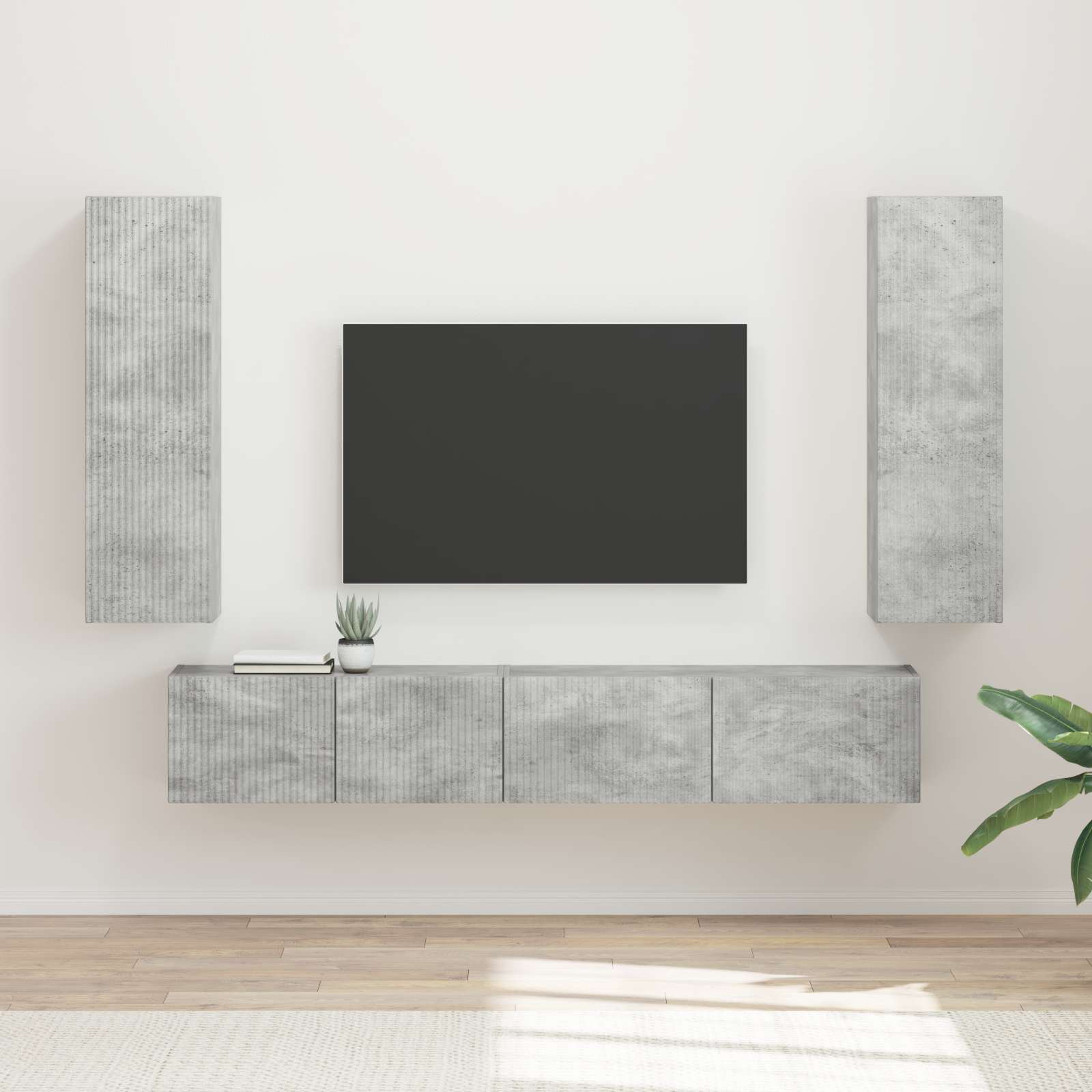 Set TV komoda Zidne 3 pcs Betonski sivi Konstruirano drvo
