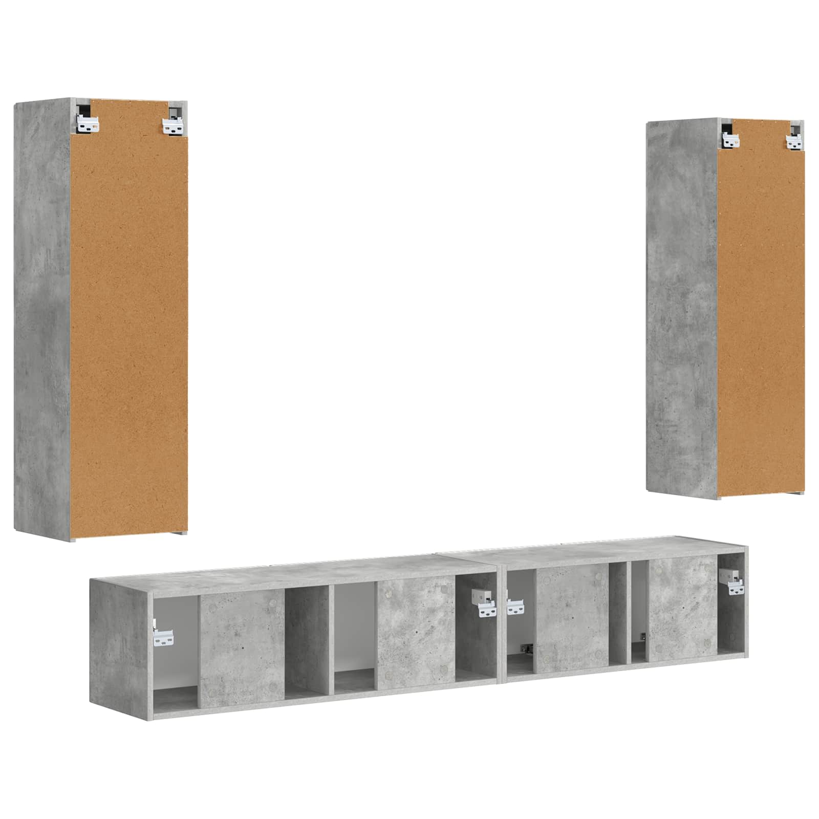 Set TV komoda Zidne 3 pcs Betonski sivi Konstruirano drvo