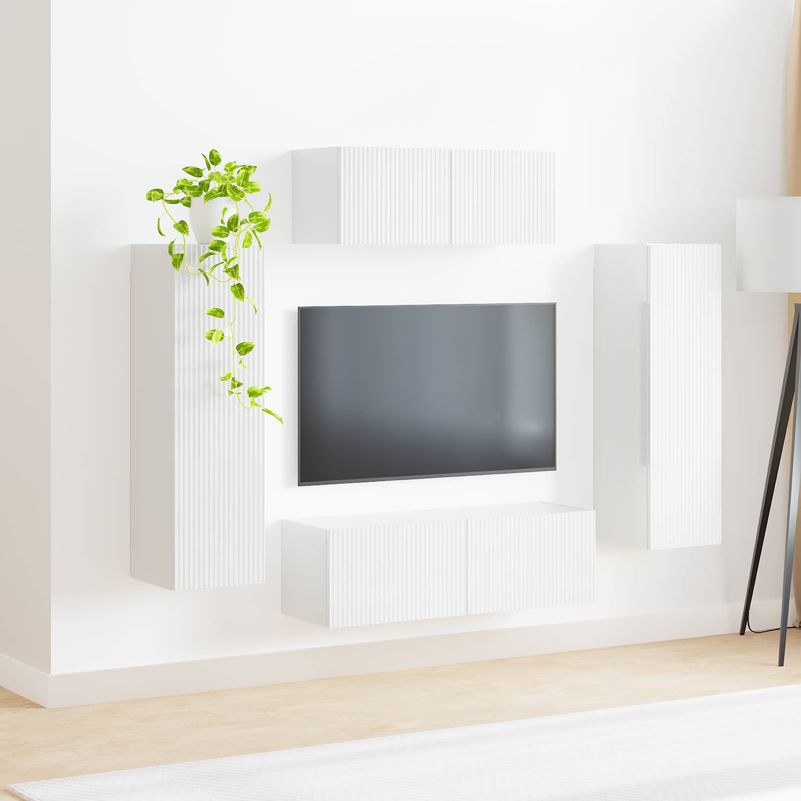 Set TV komoda Zidne 3 pcs Visoki sjaj bijela Konstruirano drvo