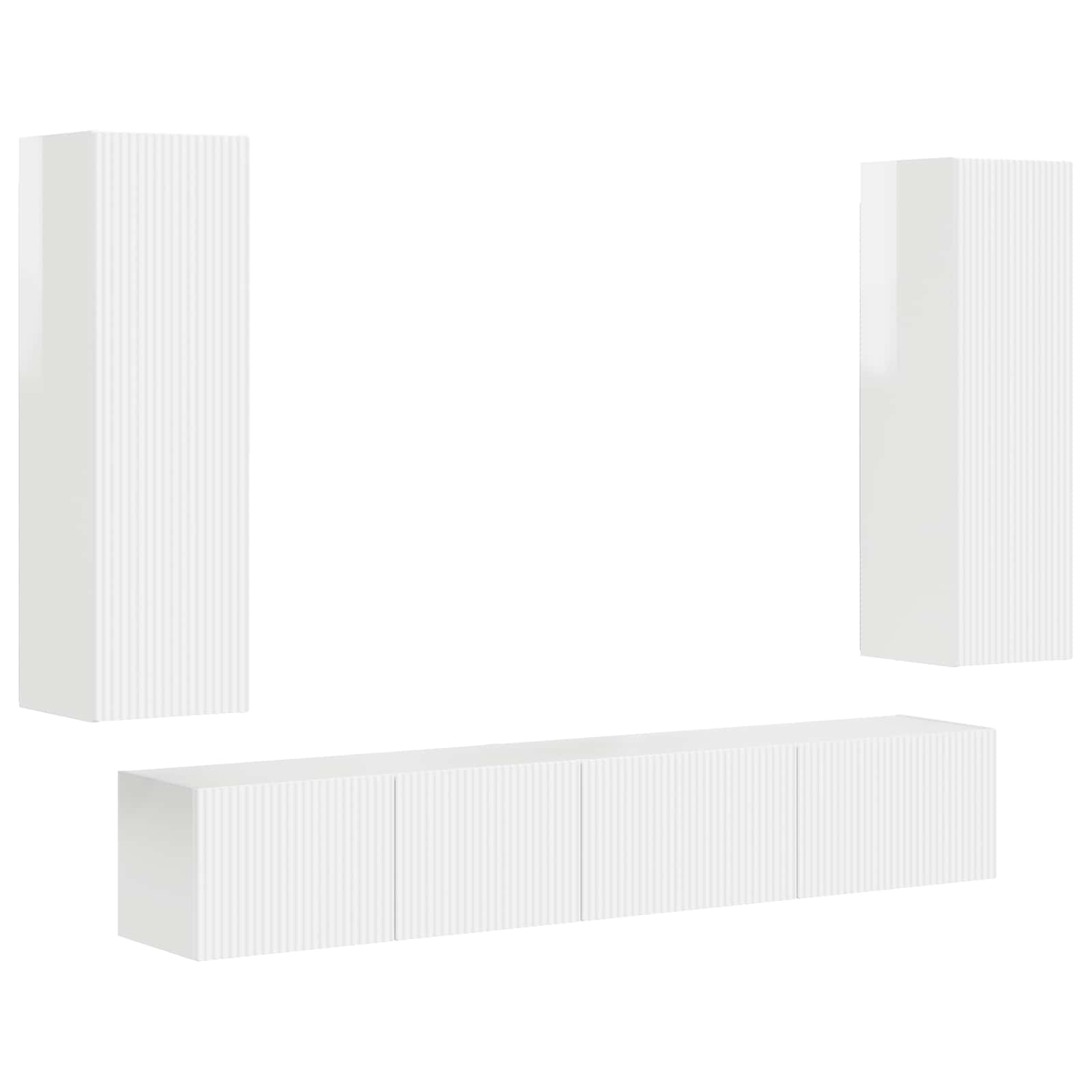 Set TV komoda Zidne 3 pcs Visoki sjaj bijela Konstruirano drvo