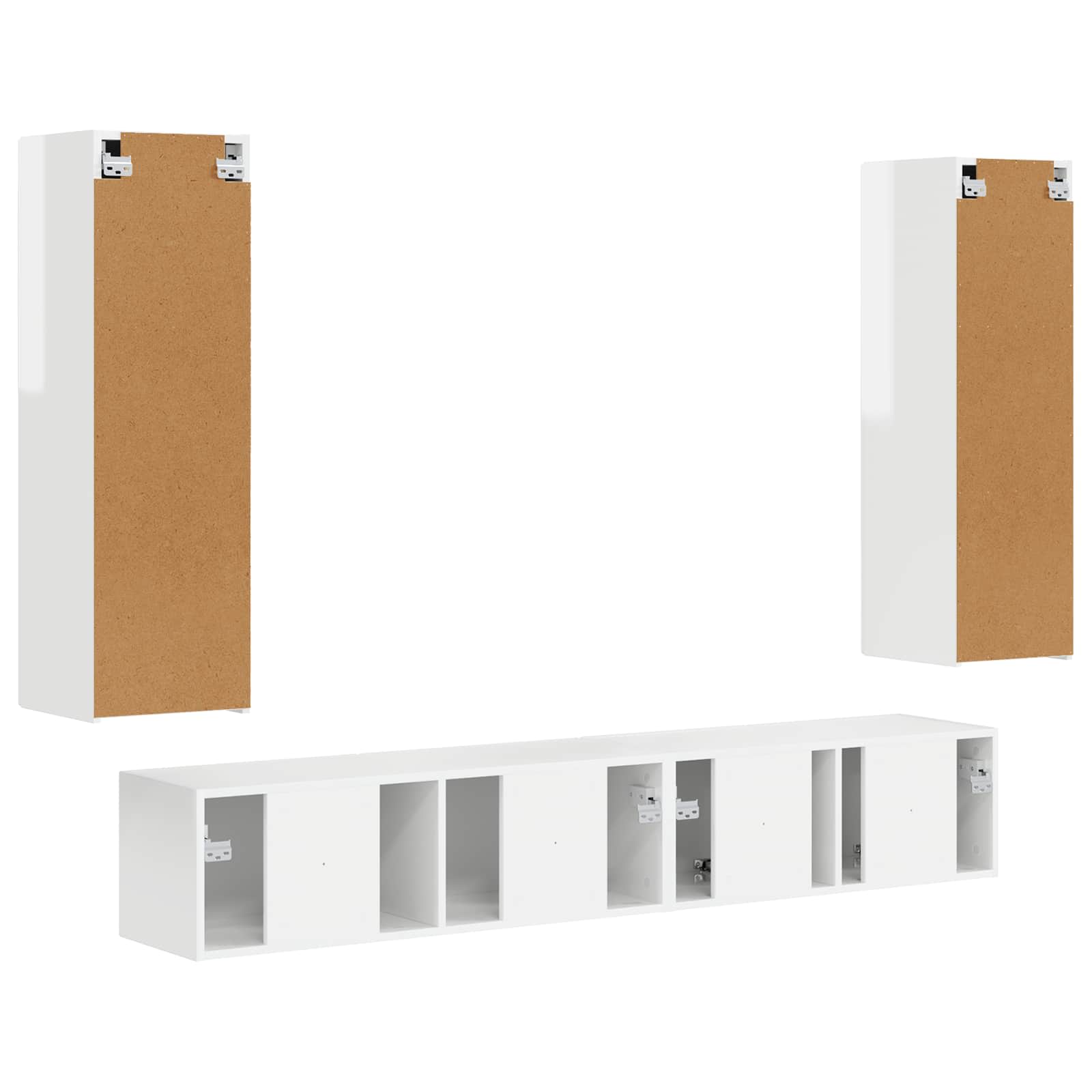 Set TV komoda Zidne 3 pcs Visoki sjaj bijela Konstruirano drvo