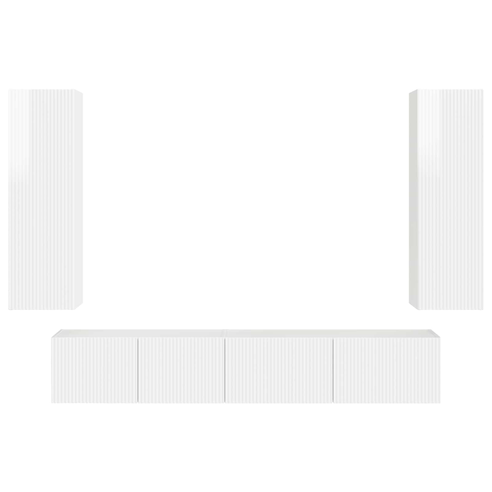 Set TV komoda Zidne 3 pcs Visoki sjaj bijela Konstruirano drvo