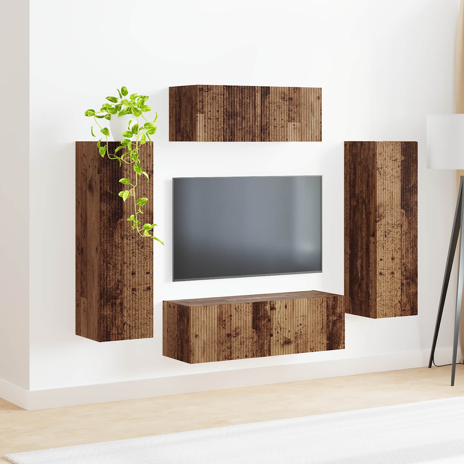 Set TV komoda Zidne 3 pcs Dimljeni hrast Konstruirano drvo