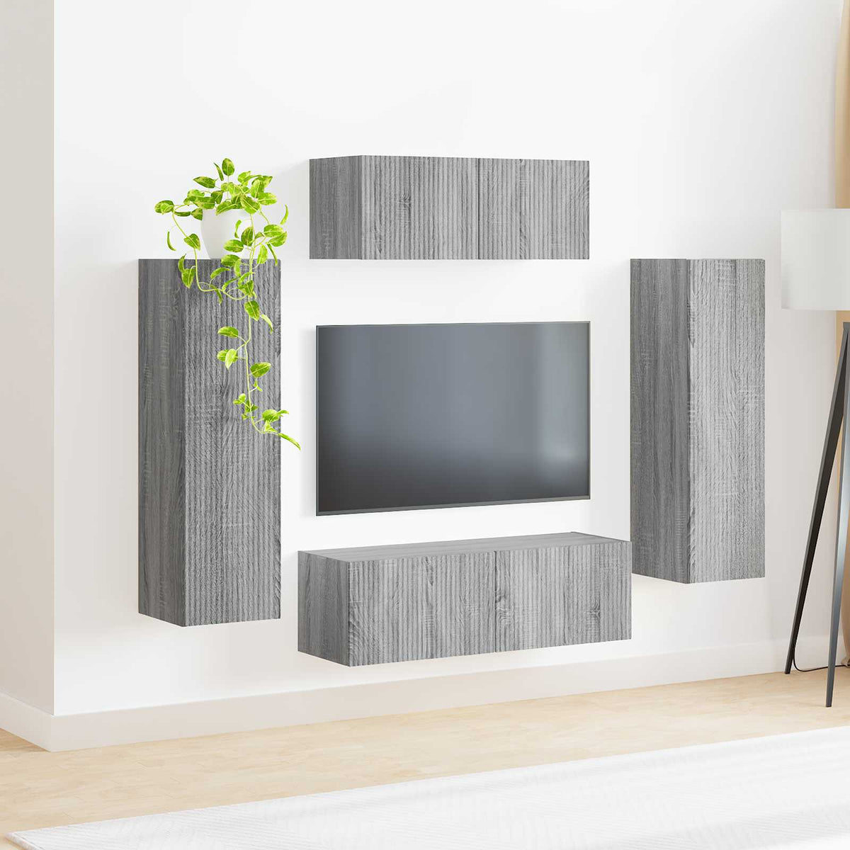 Set TV komoda Zidne 3 pcs Siva Sonoma Konstruirano drvo