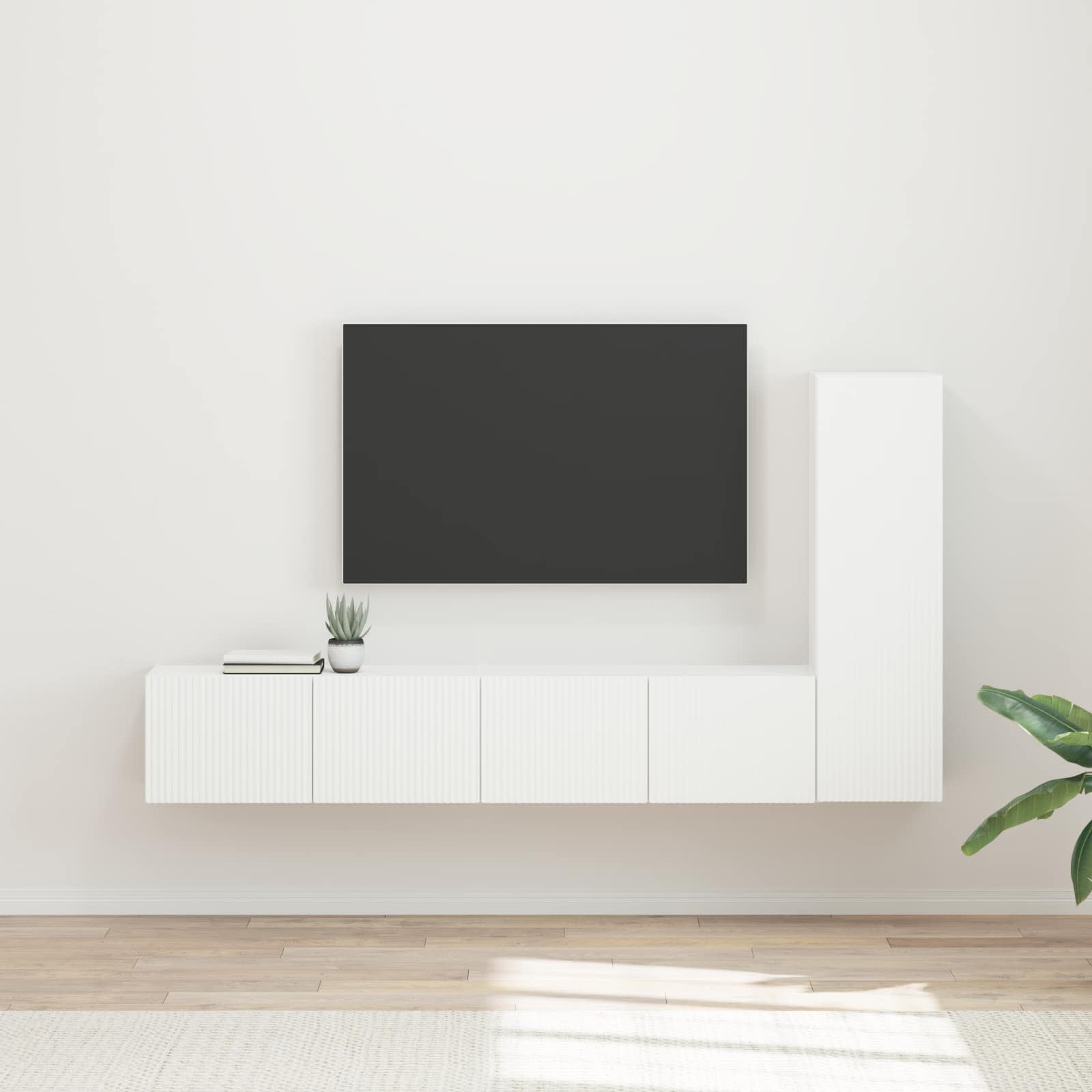 Set TV komoda Zidne 3 pcs Bijelo Konstruirano drvo