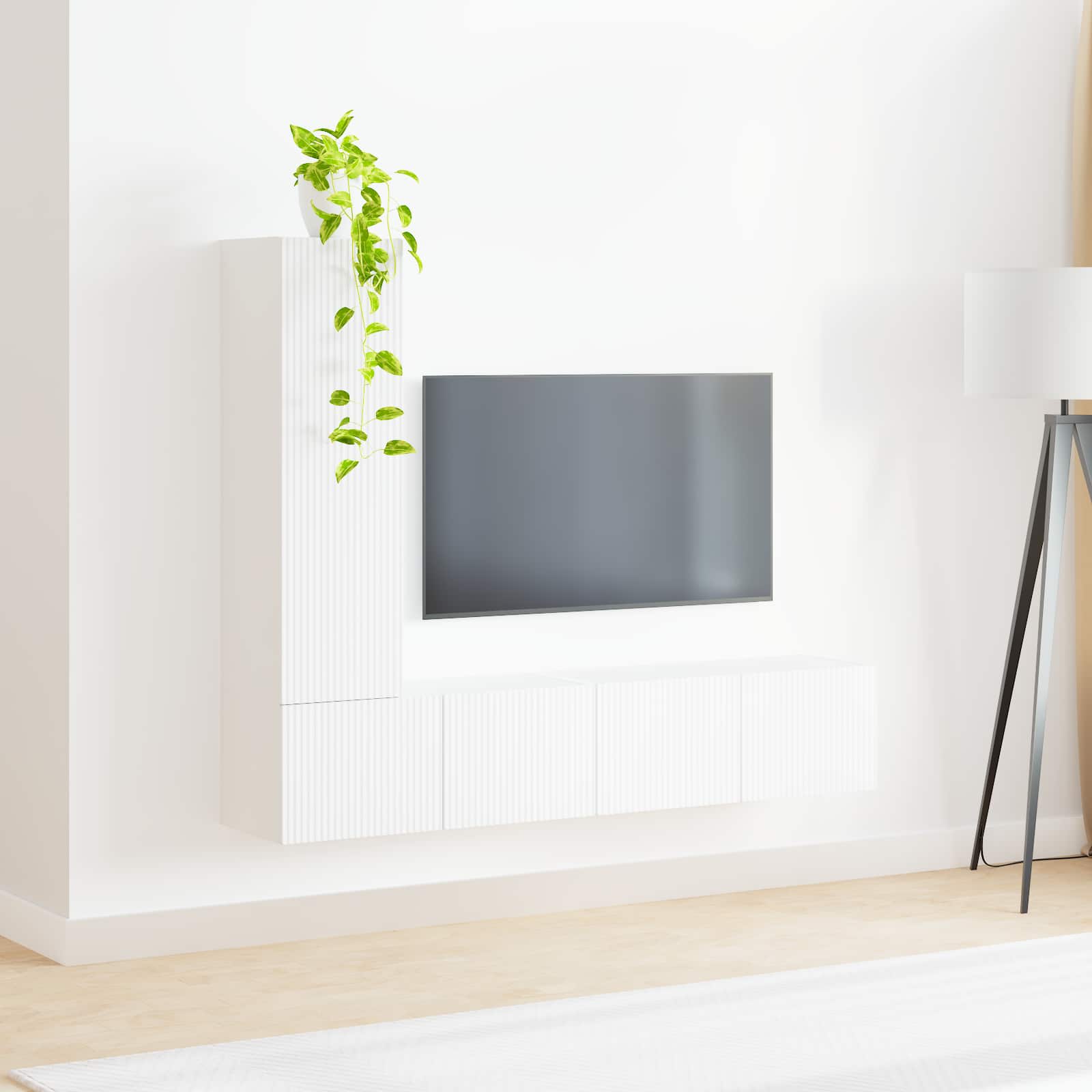 Set TV komoda Zidne 3 pcs Bijelo Konstruirano drvo