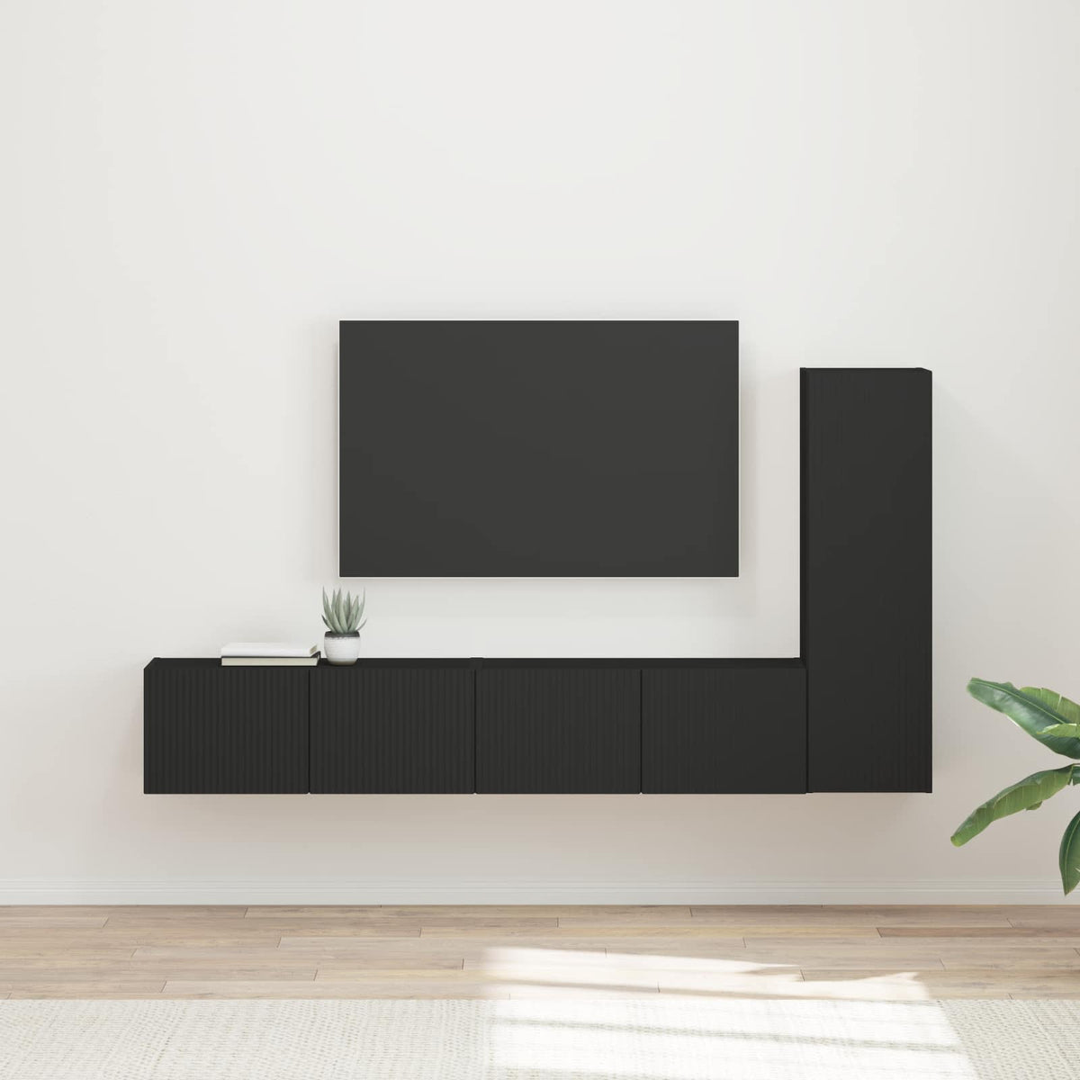 Set TV komoda 3 kom. Crna Konstruirano drvo