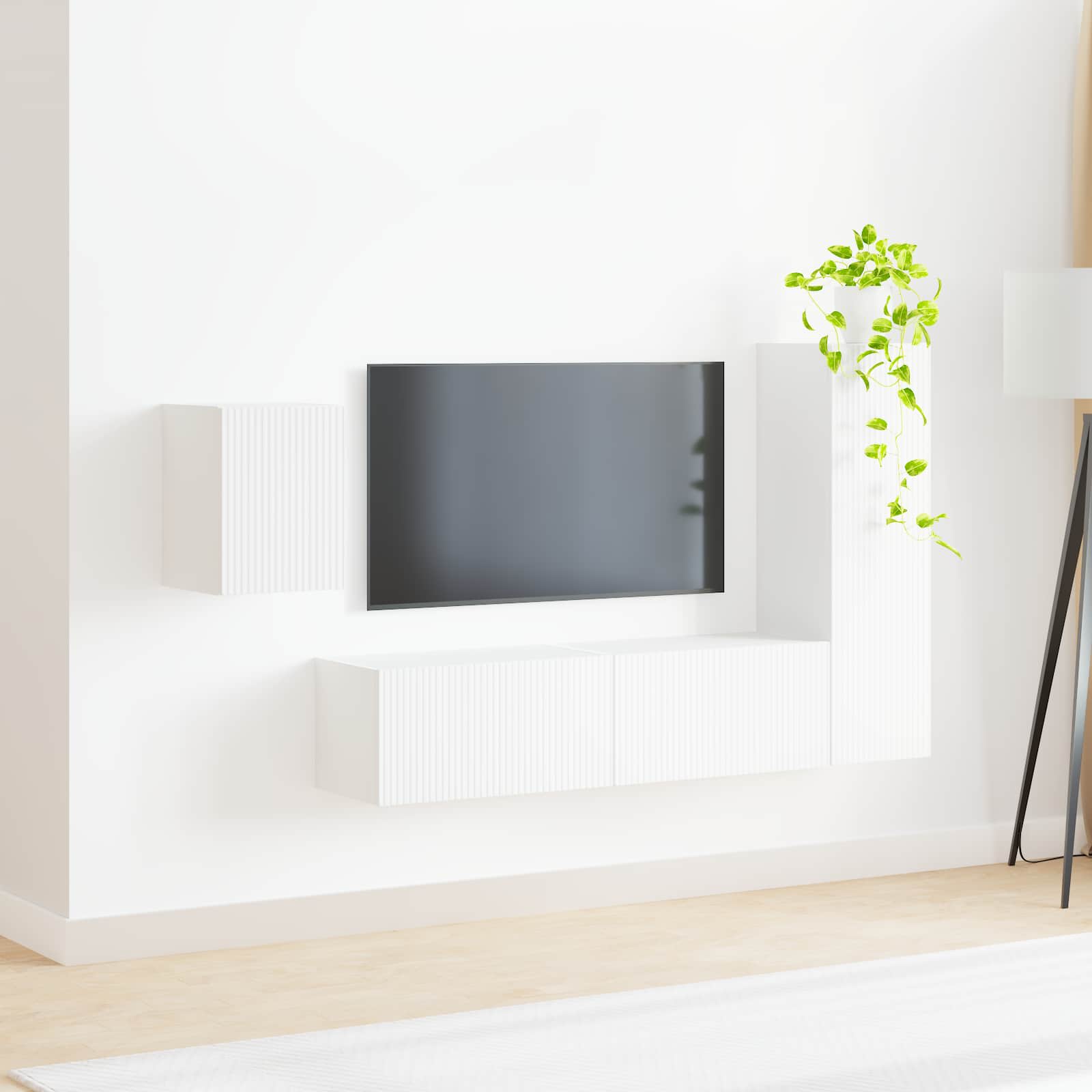 Set TV komoda Zidne 4 pcs Bijelo Konstruirano drvo