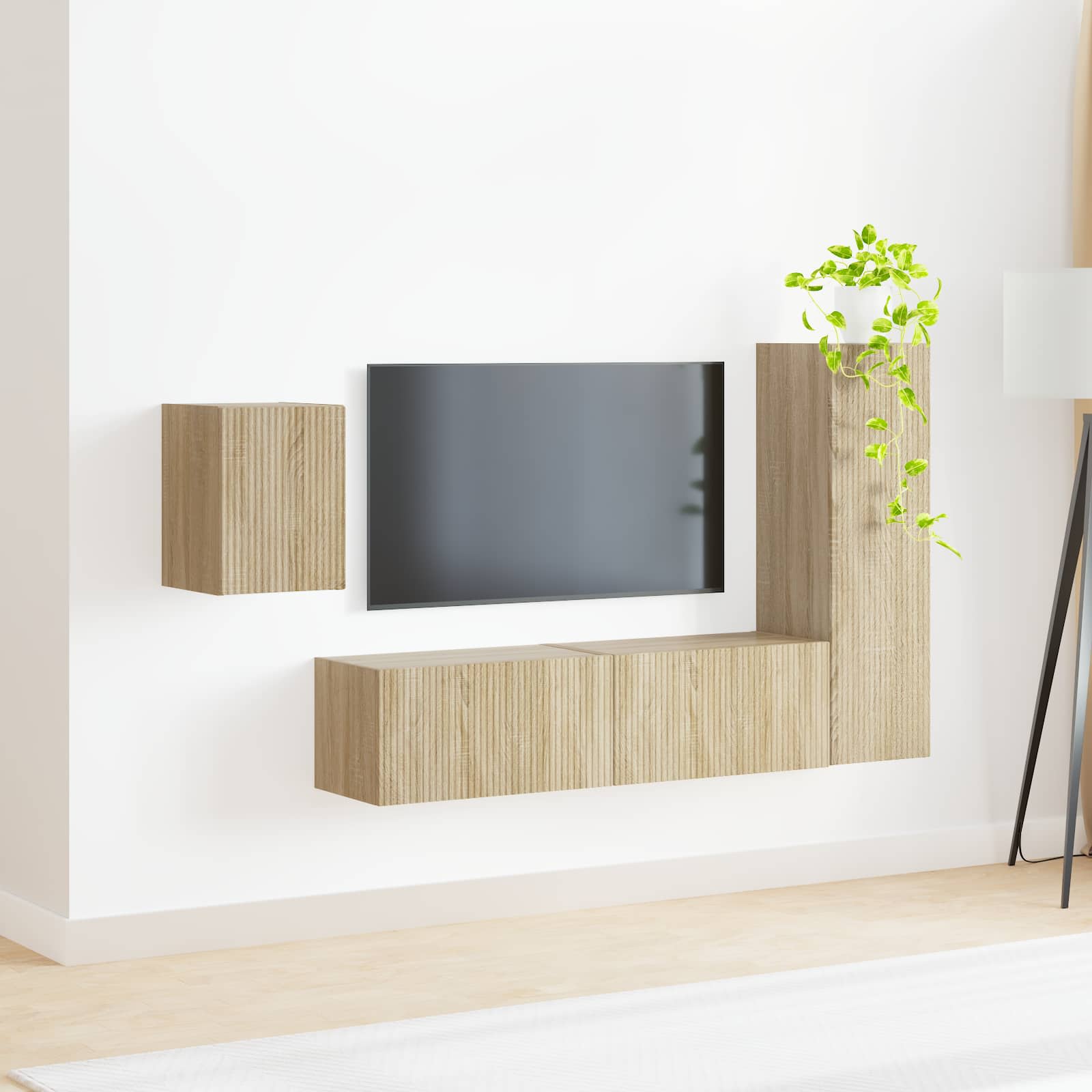 Set TV komoda Zidne 4 pcs Sonoma hrast Konstruirano drvo