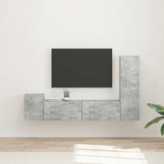 Set TV komoda Zidne 4 pcs Betonski sivi Konstruirano drvo