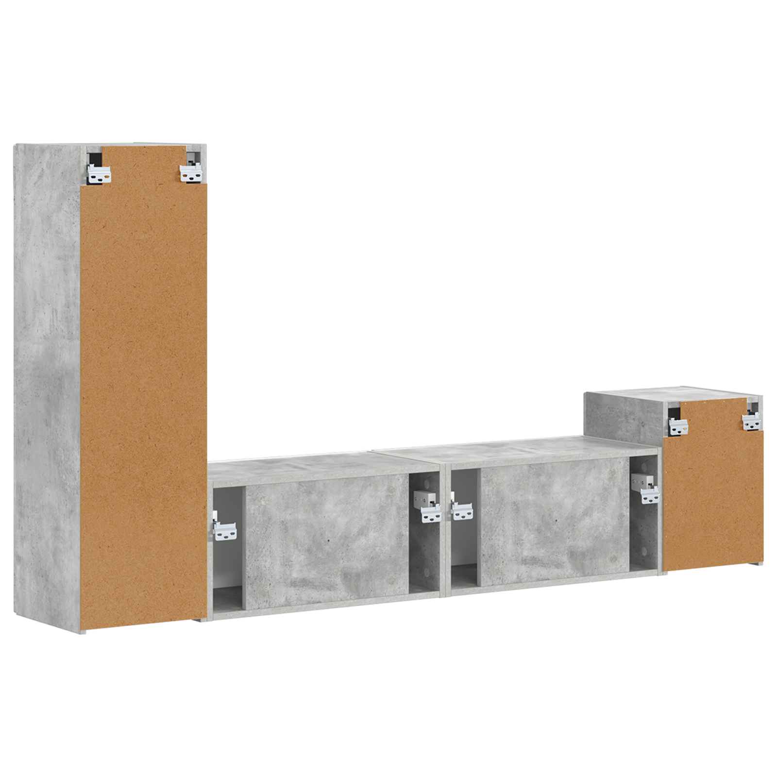 Set TV komoda Zidne 4 pcs Betonski sivi Konstruirano drvo
