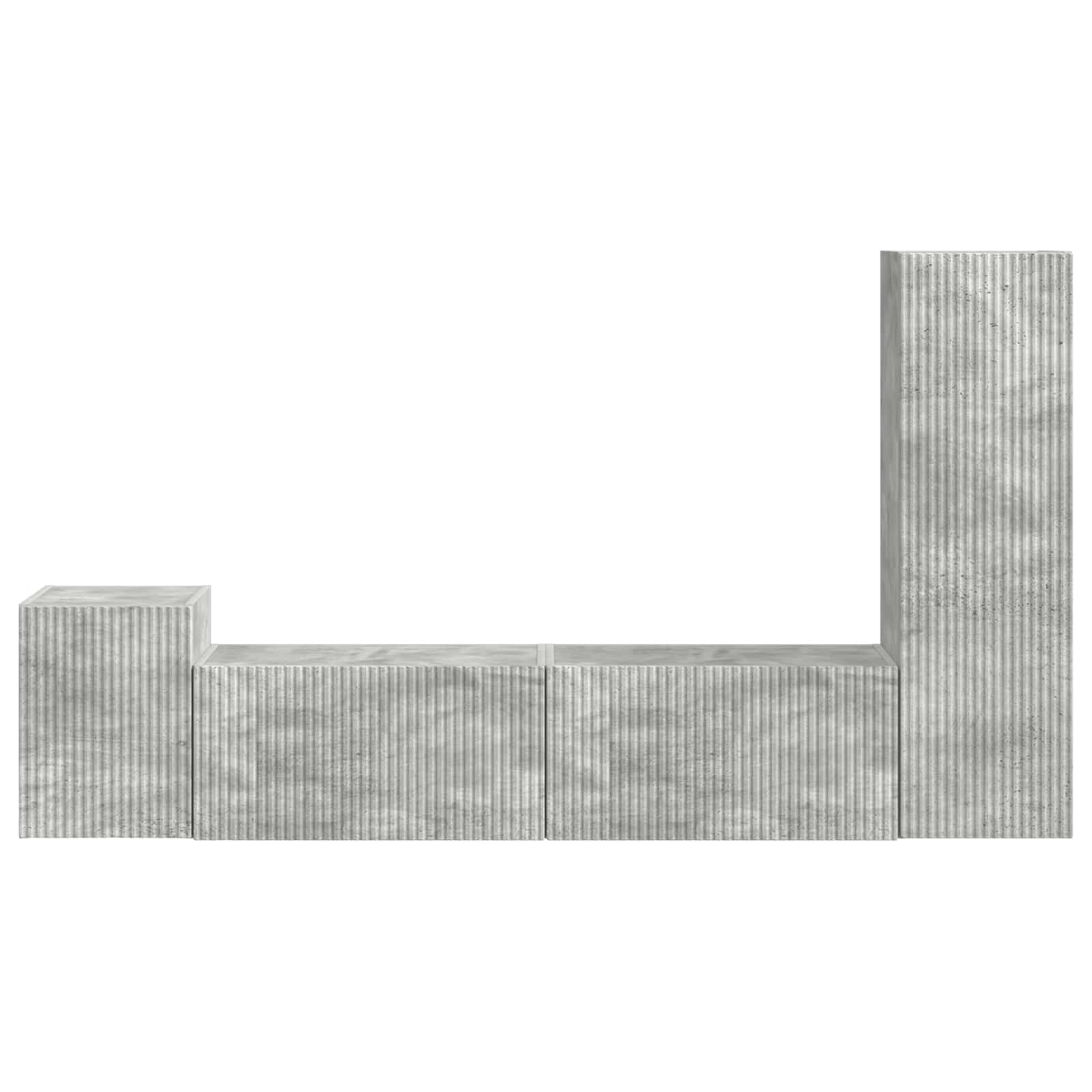 Set TV komoda Zidne 4 pcs Betonski sivi Konstruirano drvo