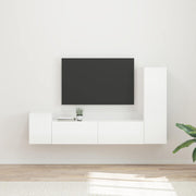 Set TV komoda Zidne 4 pcs Visoki sjaj bijela Konstruirano drvo