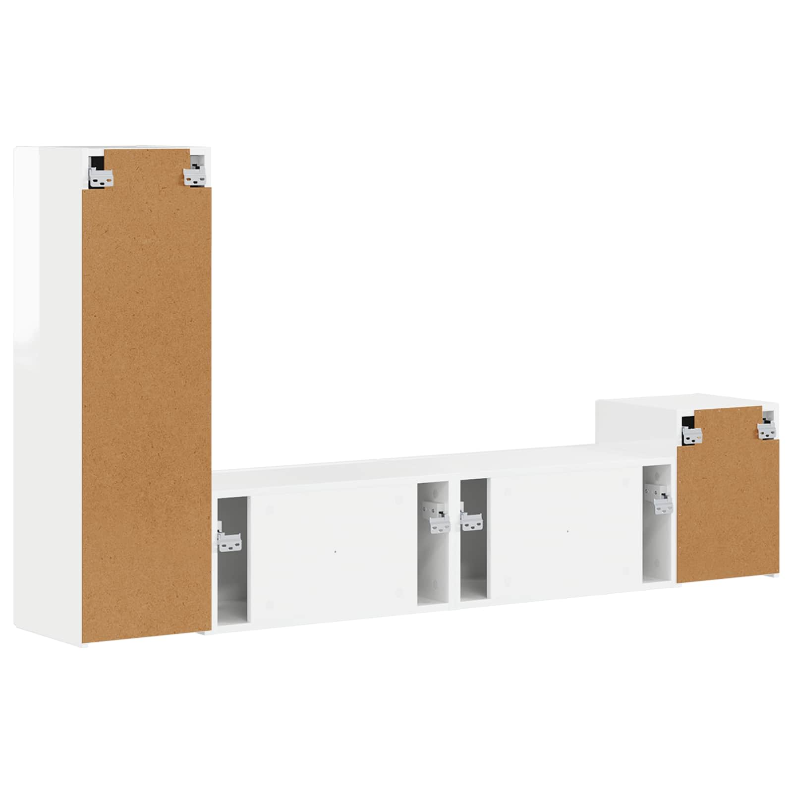 Set TV komoda Zidne 4 pcs Visoki sjaj bijela Konstruirano drvo