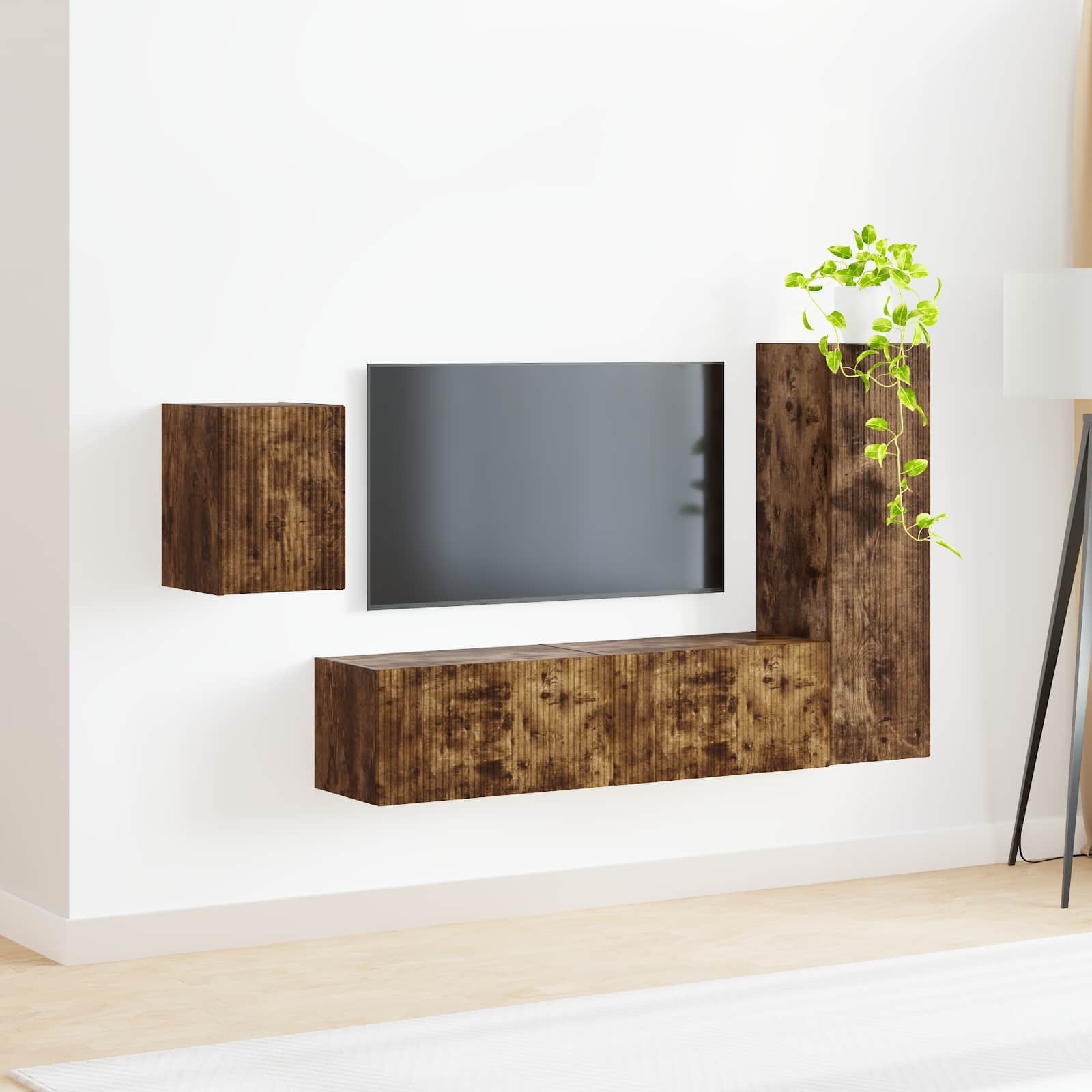 Set TV komoda Zidne 4 pcs Dimljeni hrast Konstruirano drvo