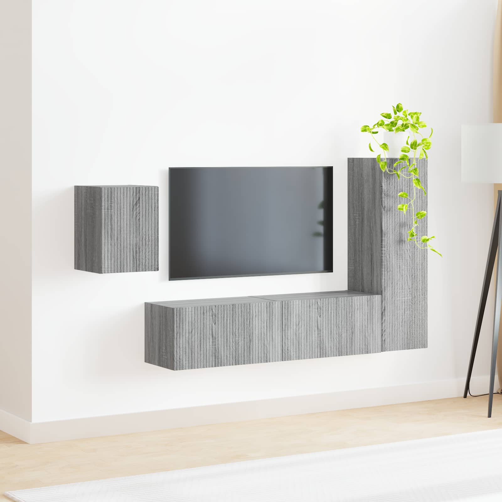 Set TV komoda Zidne 4 pcs Siva Sonoma Konstruirano drvo