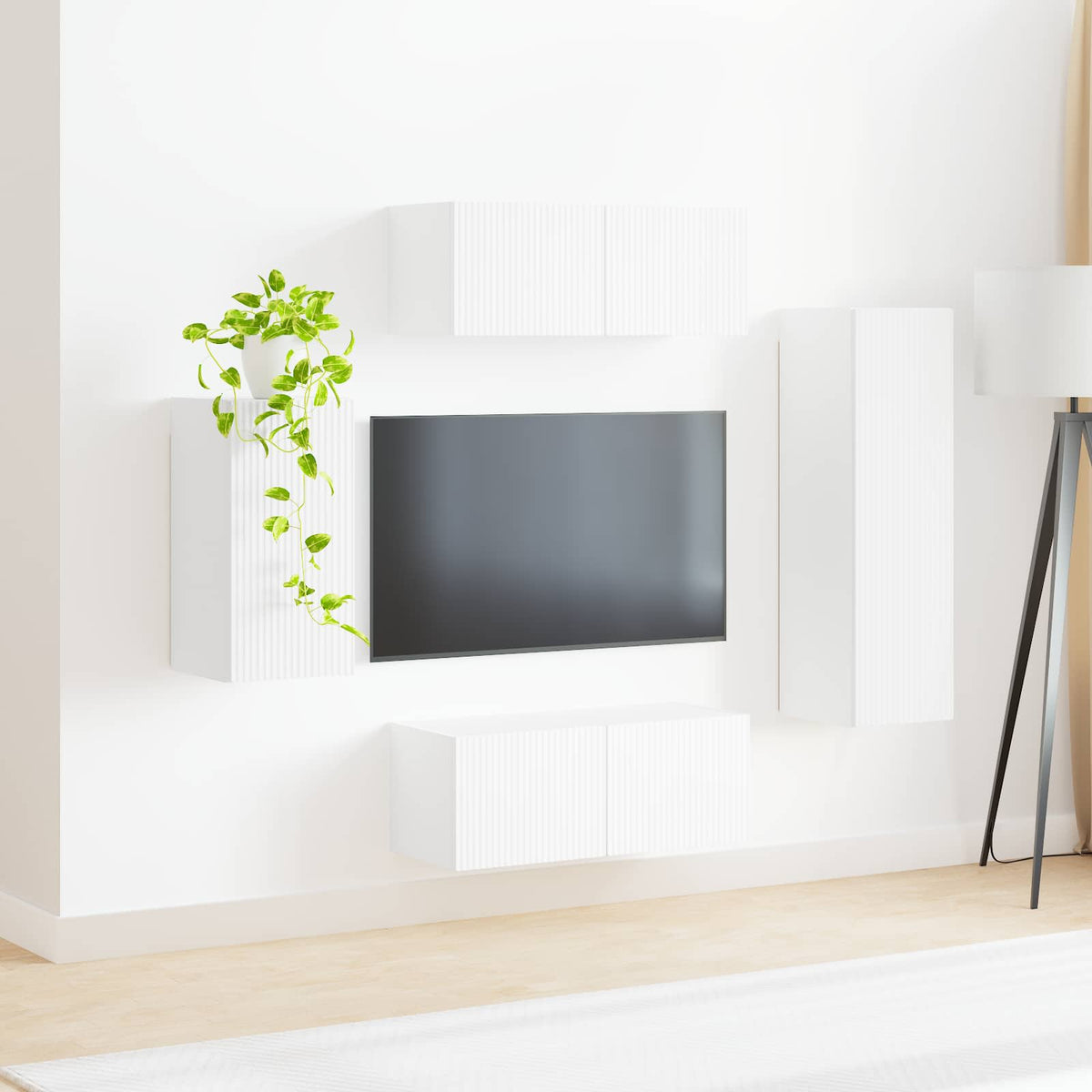 Set TV komoda Zidne 4 pcs Bijelo Konstruirano drvo