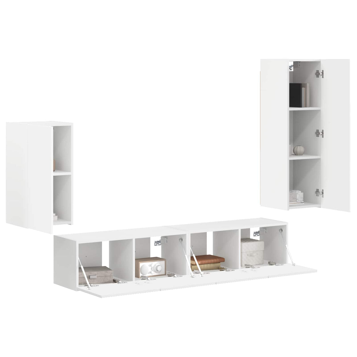 Set TV komoda Zidne 4 pcs Bijelo Konstruirano drvo