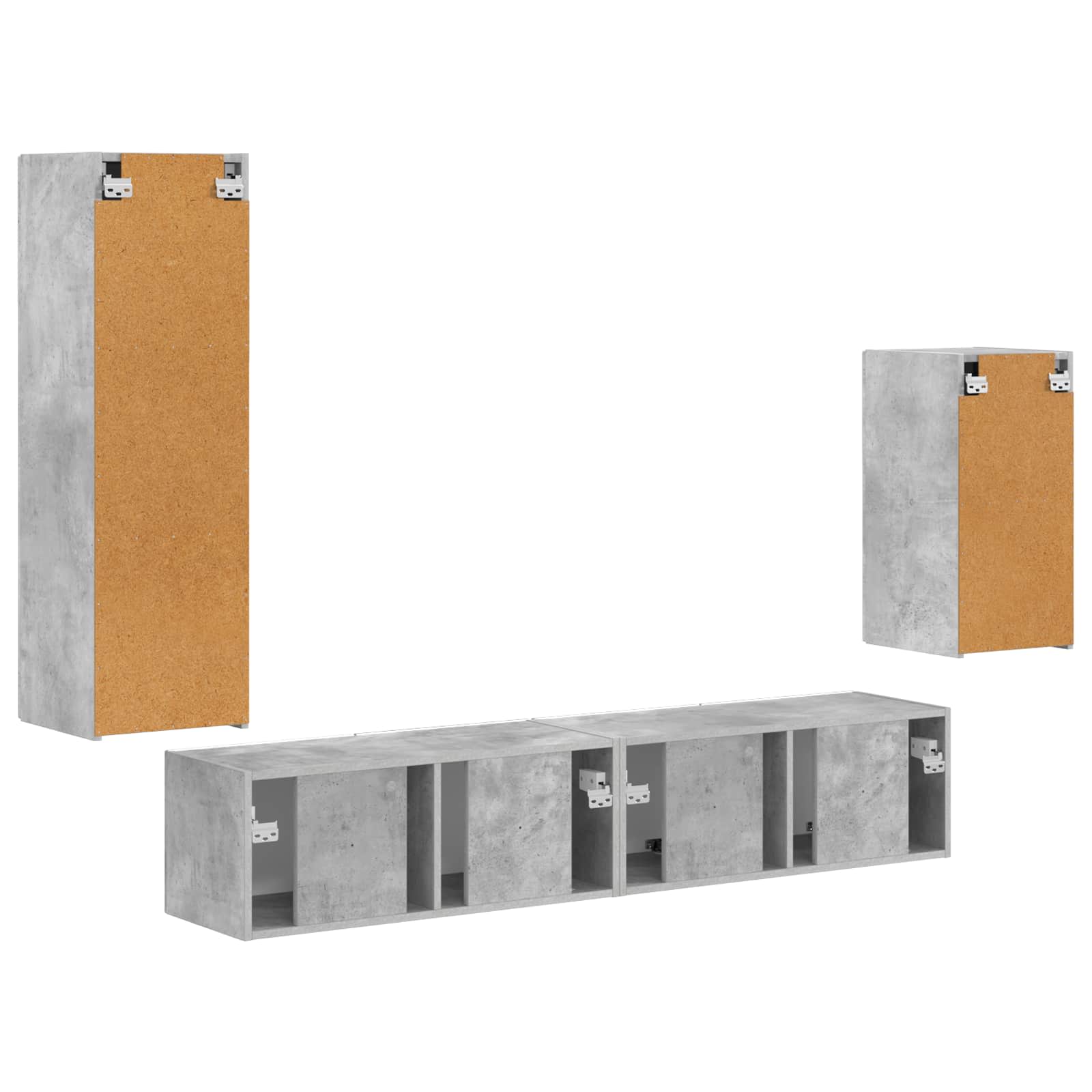 Set TV komoda Zidne 4 pcs Betonski sivi Konstruirano drvo
