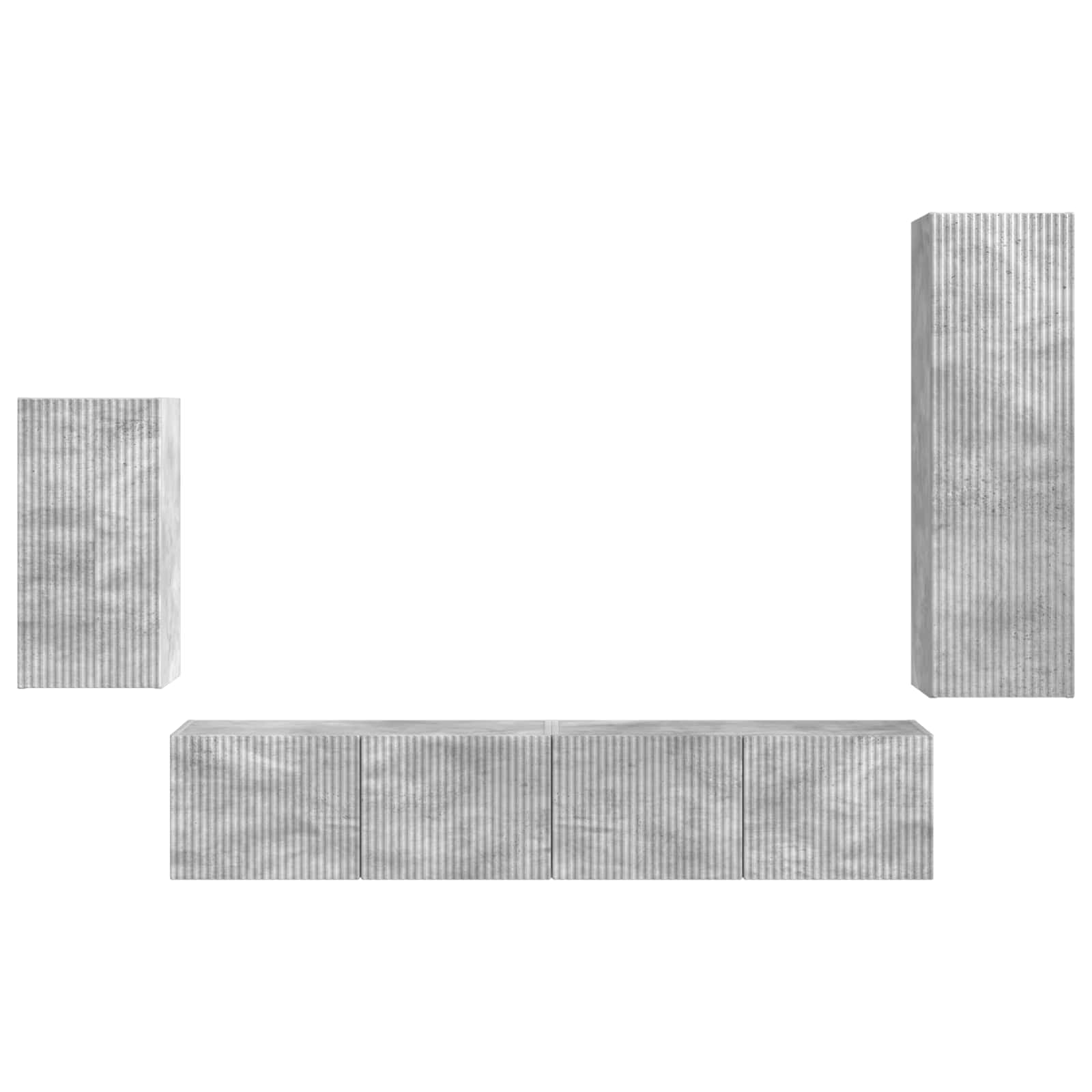 Set TV komoda Zidne 4 pcs Betonski sivi Konstruirano drvo