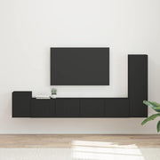 Set TV komoda Zidne 3 pcs Crna Konstruirano drvo