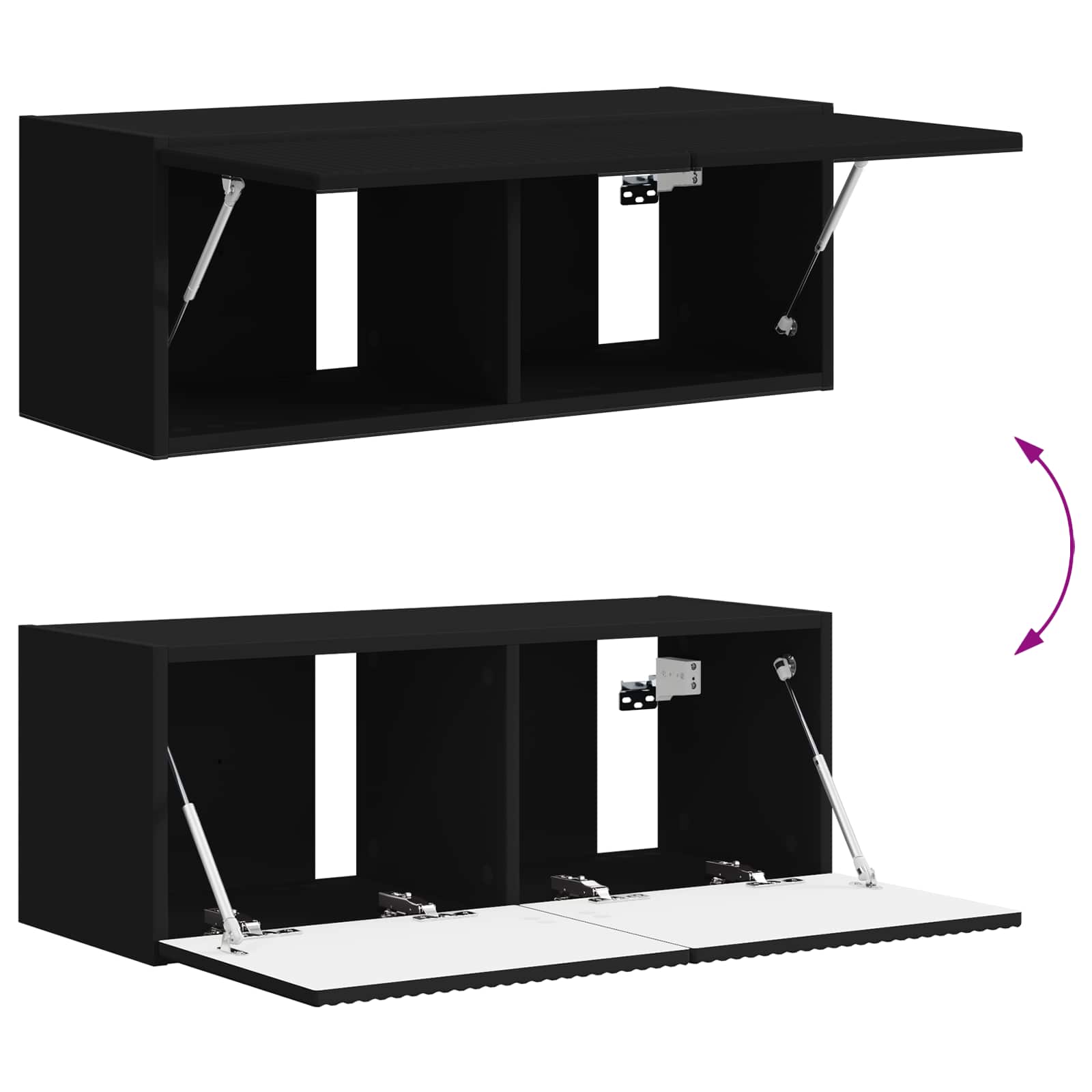 Set TV komoda Zidne 3 pcs Crna Konstruirano drvo