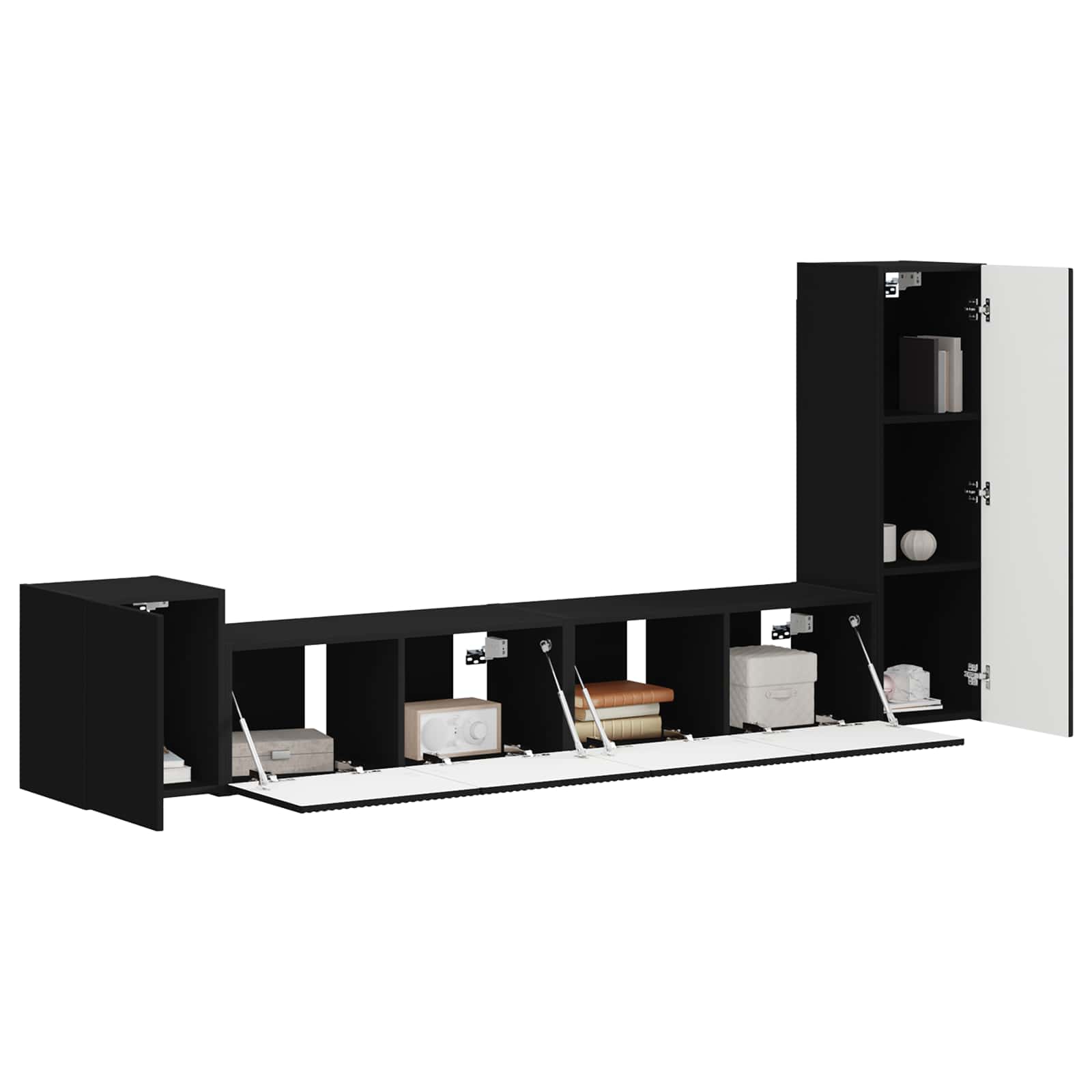 Set TV komoda Zidne 3 pcs Crna Konstruirano drvo