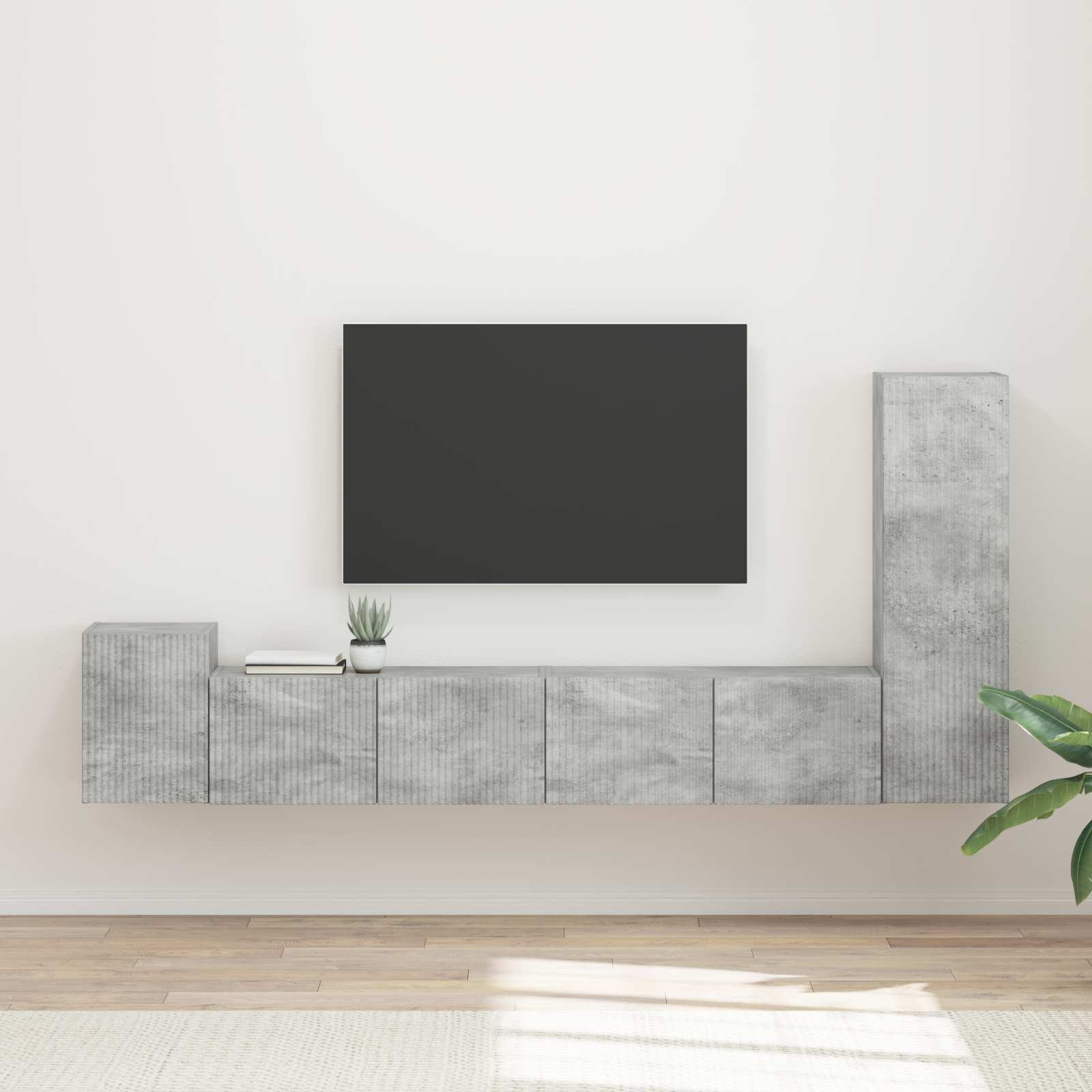 Set TV komoda Zidne 3 pcs Betonski sivi Konstruirano drvo