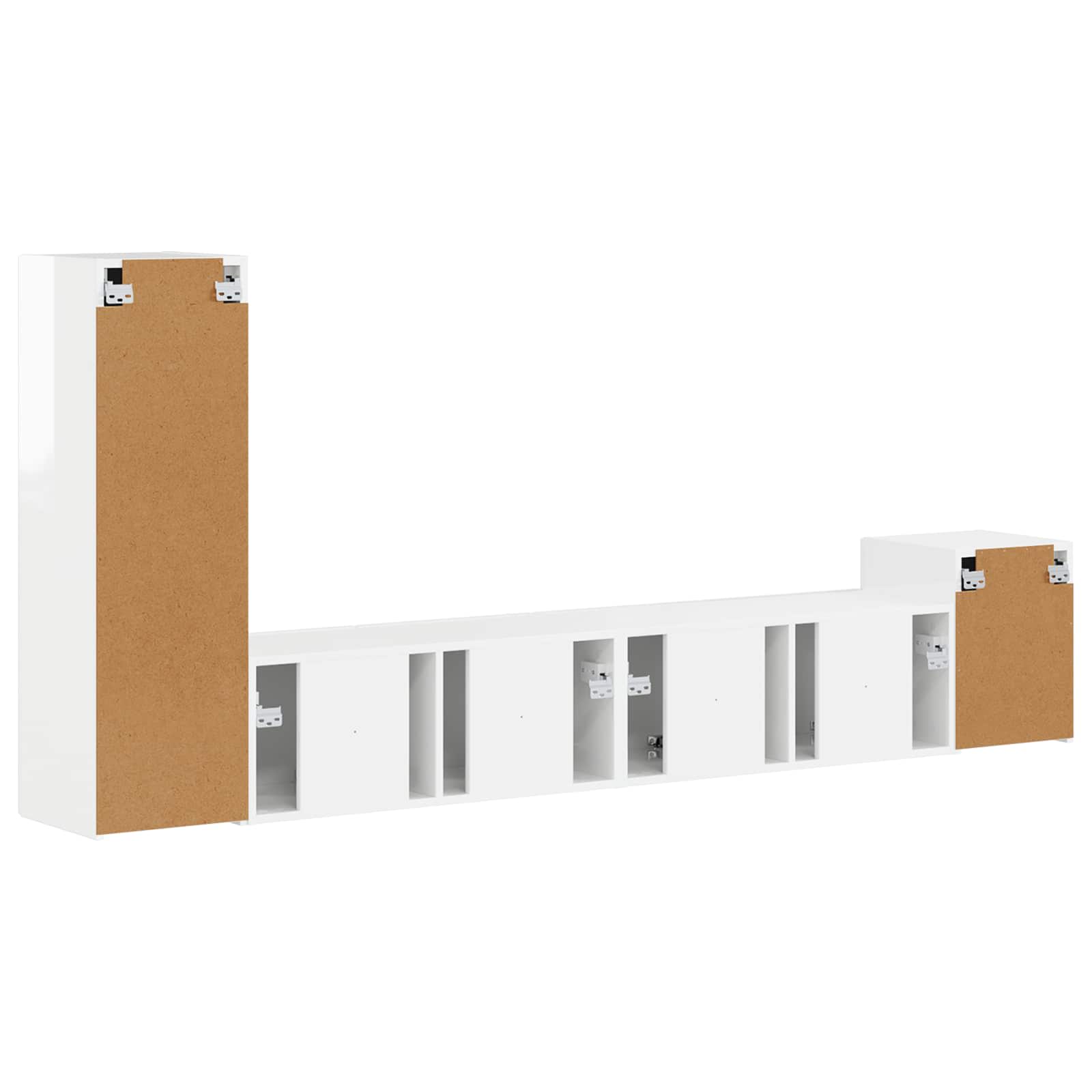 Set TV komoda Zidne 3 pcs Visoki sjaj bijela Konstruirano drvo