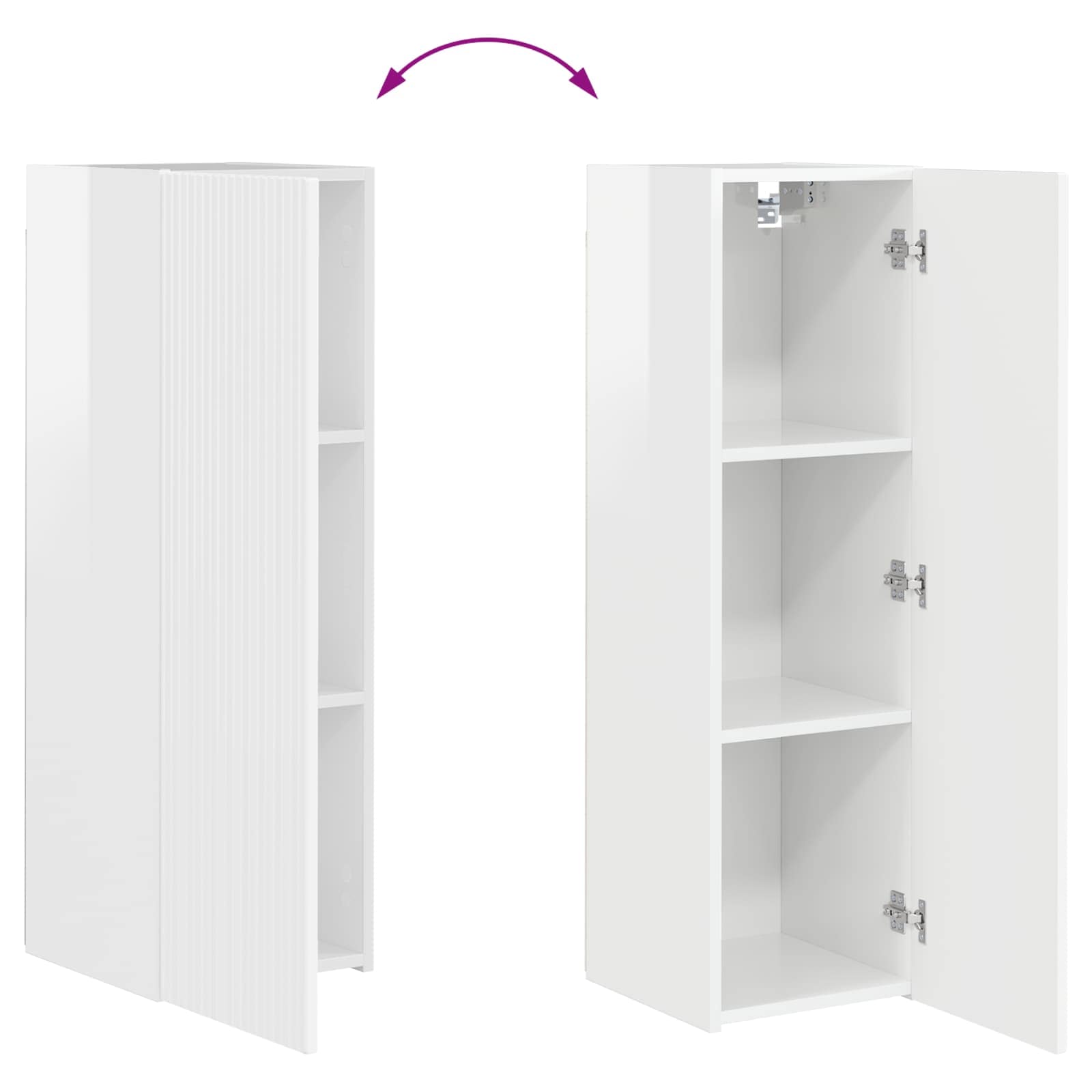 Set TV komoda Zidne 3 pcs Visoki sjaj bijela Konstruirano drvo