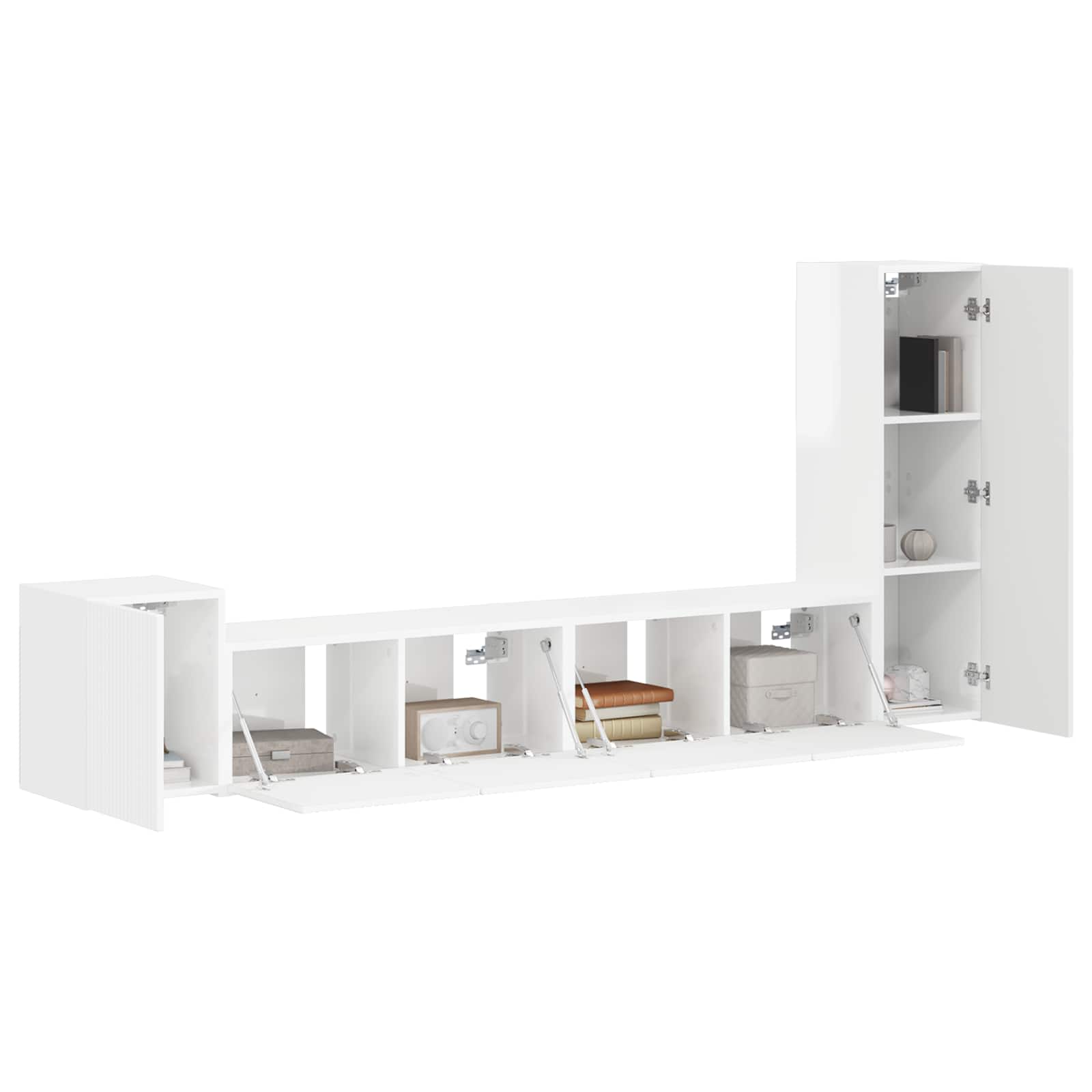 Set TV komoda Zidne 3 pcs Visoki sjaj bijela Konstruirano drvo