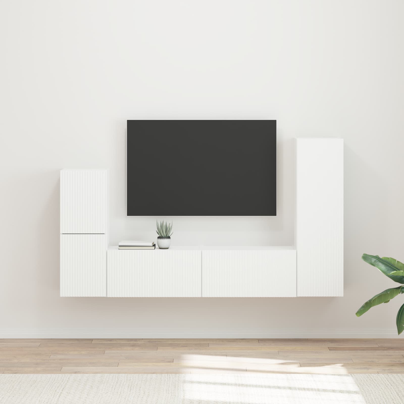 Set TV komoda Zidne 4 pcs Bijelo Konstruirano drvo
