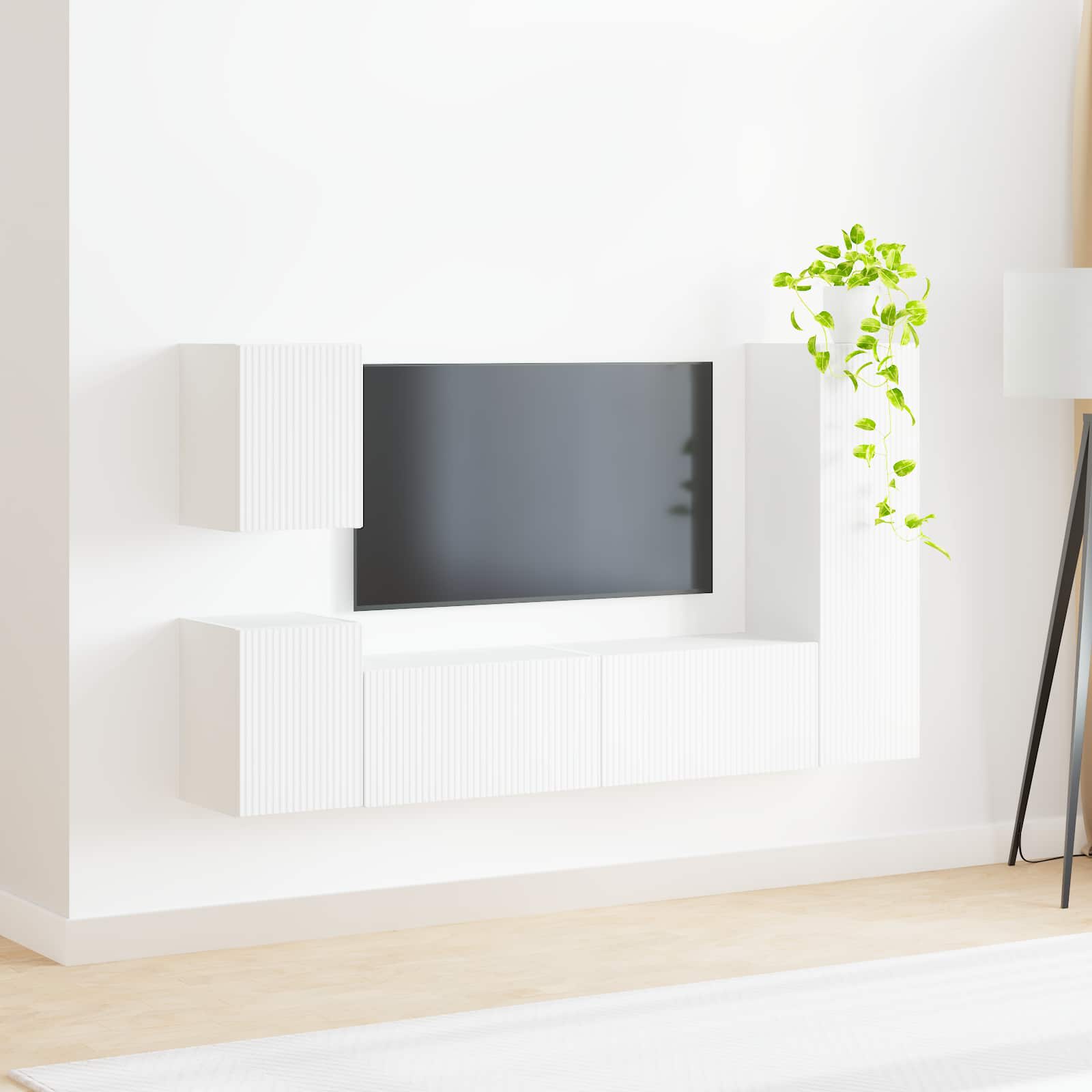 Set TV komoda Zidne 4 pcs Bijelo Konstruirano drvo
