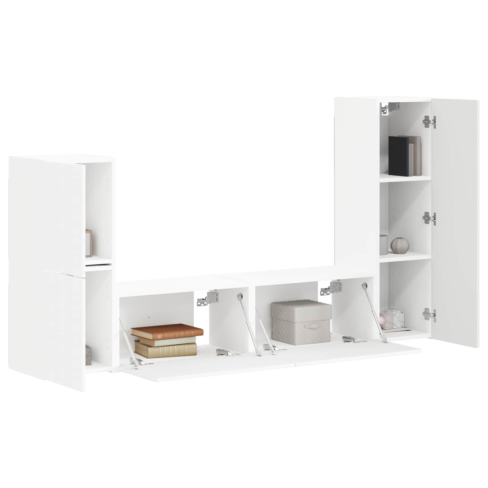Set TV komoda Zidne 4 pcs Bijelo Konstruirano drvo