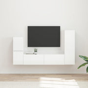 Set TV komoda Zidne 4 pcs Visoki sjaj bijela Konstruirano drvo