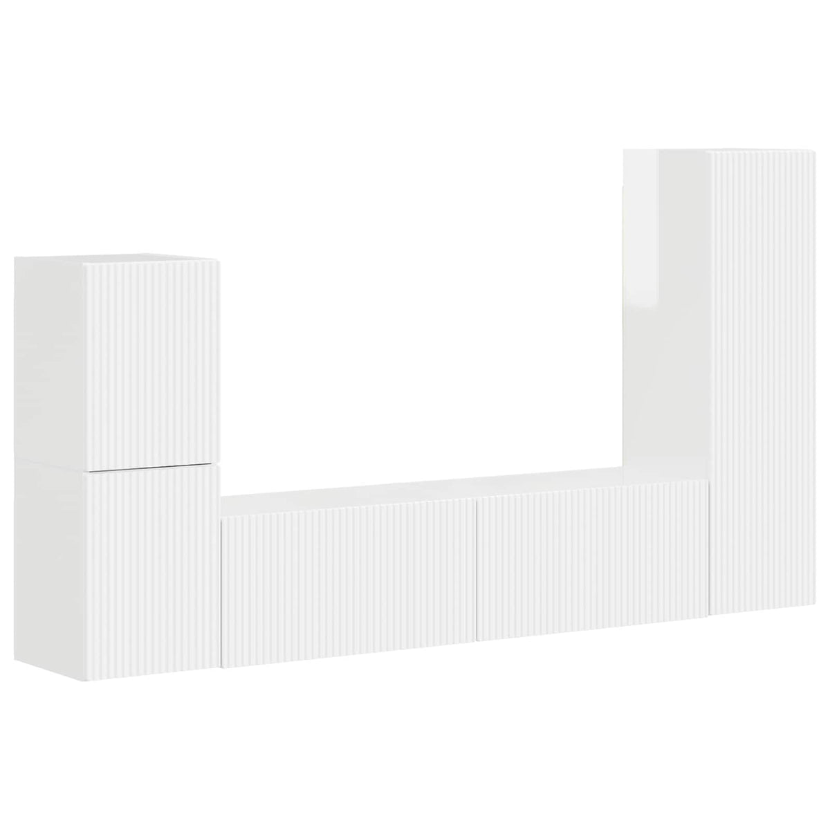 Set TV komoda Zidne 4 pcs Visoki sjaj bijela Konstruirano drvo