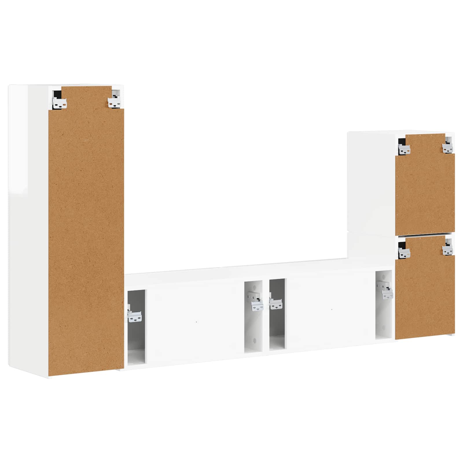 Set TV komoda Zidne 4 pcs Visoki sjaj bijela Konstruirano drvo