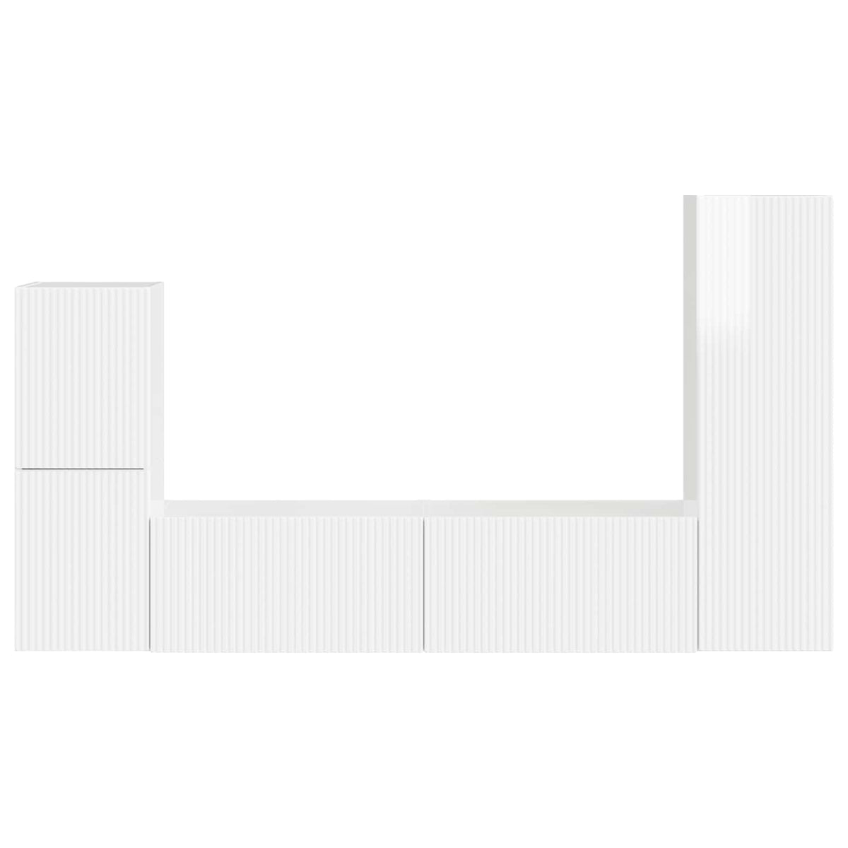 Set TV komoda Zidne 4 pcs Visoki sjaj bijela Konstruirano drvo