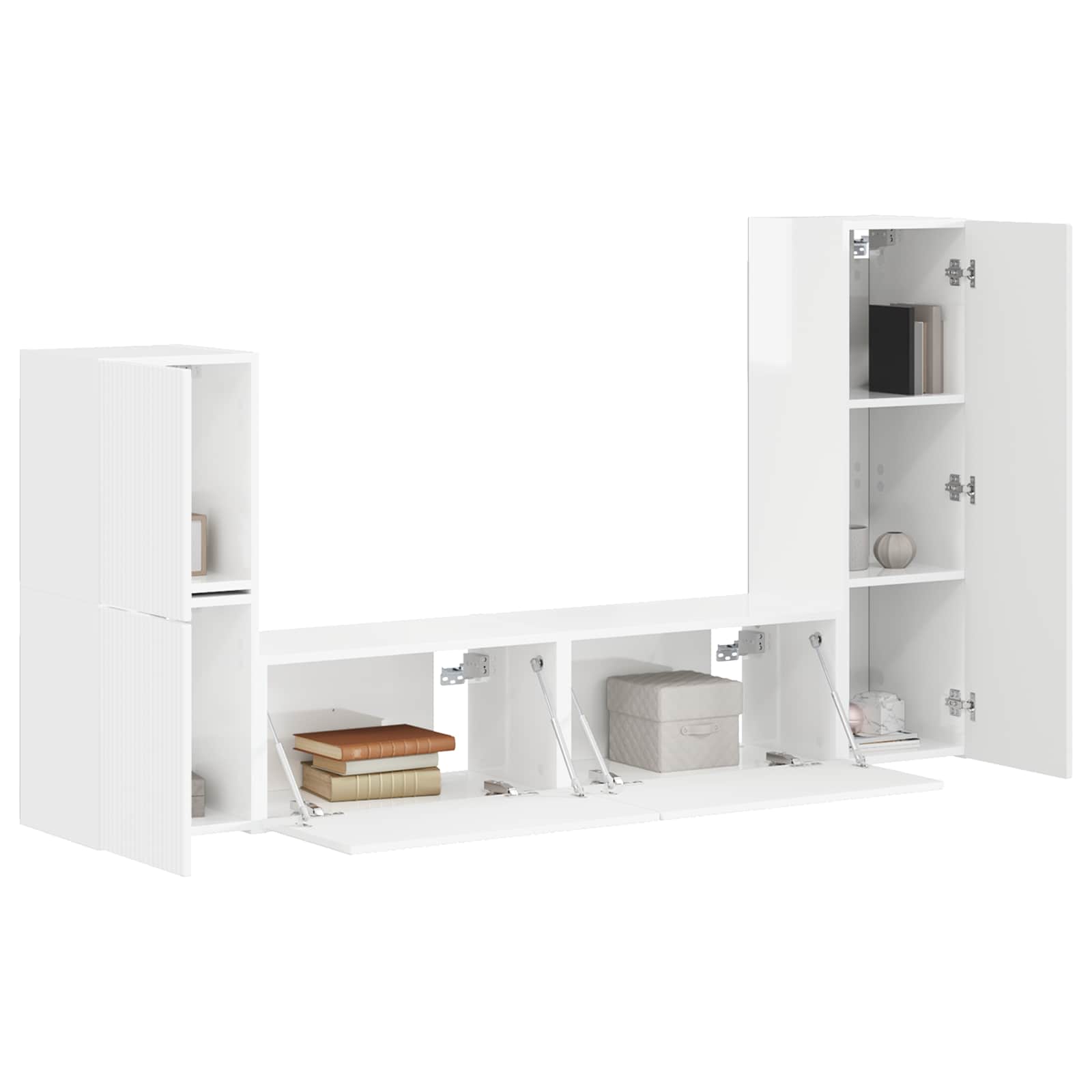 Set TV komoda Zidne 4 pcs Visoki sjaj bijela Konstruirano drvo