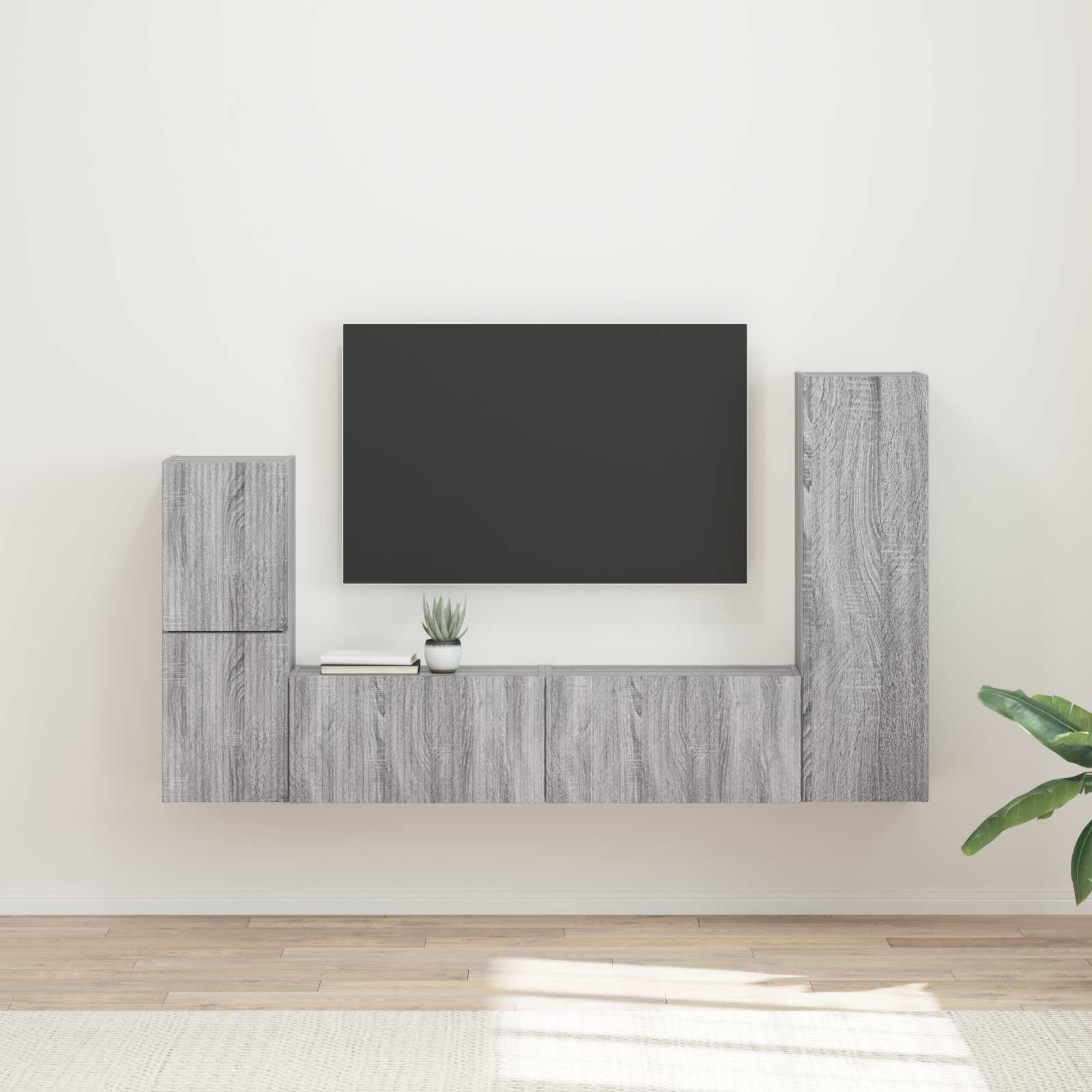 Set TV komoda Zidne 4 pcs Siva Sonoma Konstruirano drvo