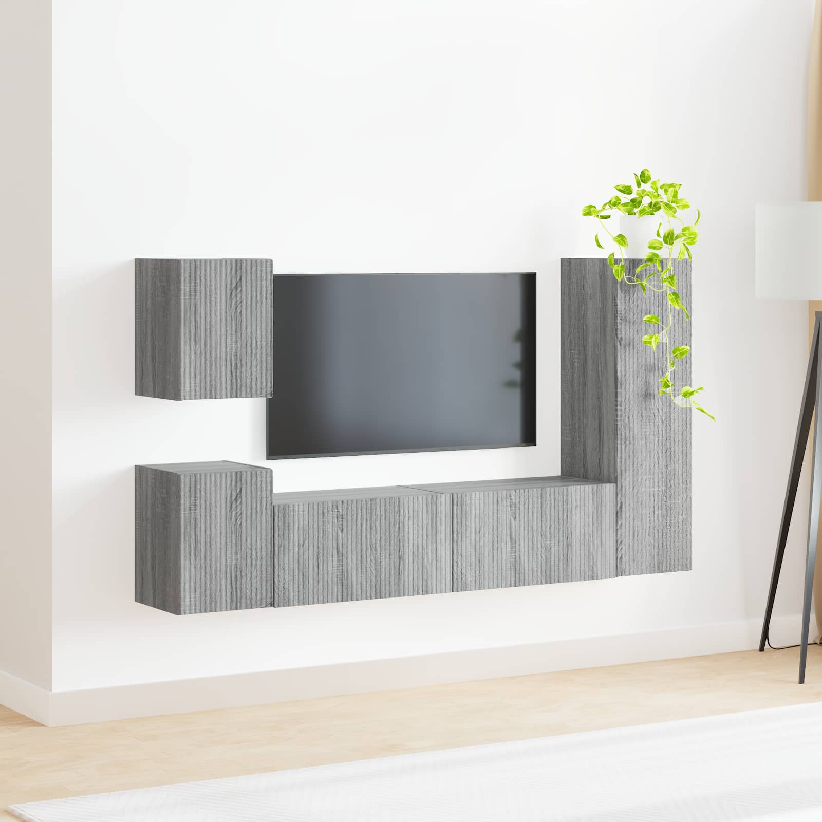 Set TV komoda Zidne 4 pcs Siva Sonoma Konstruirano drvo