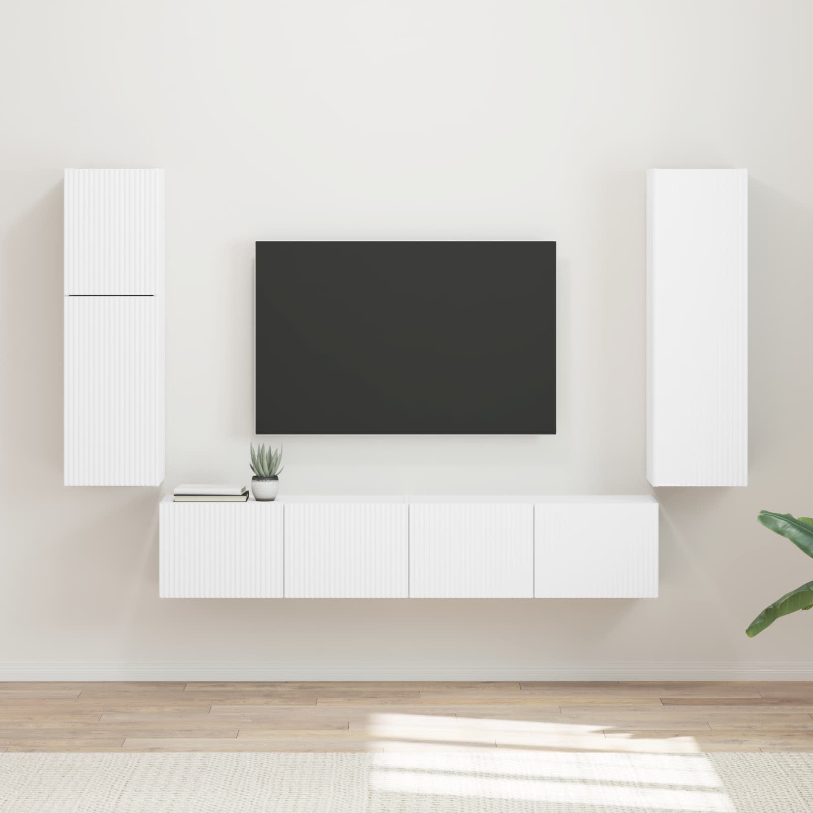Set TV komoda Zidne 4 pcs Bijelo Konstruirano drvo