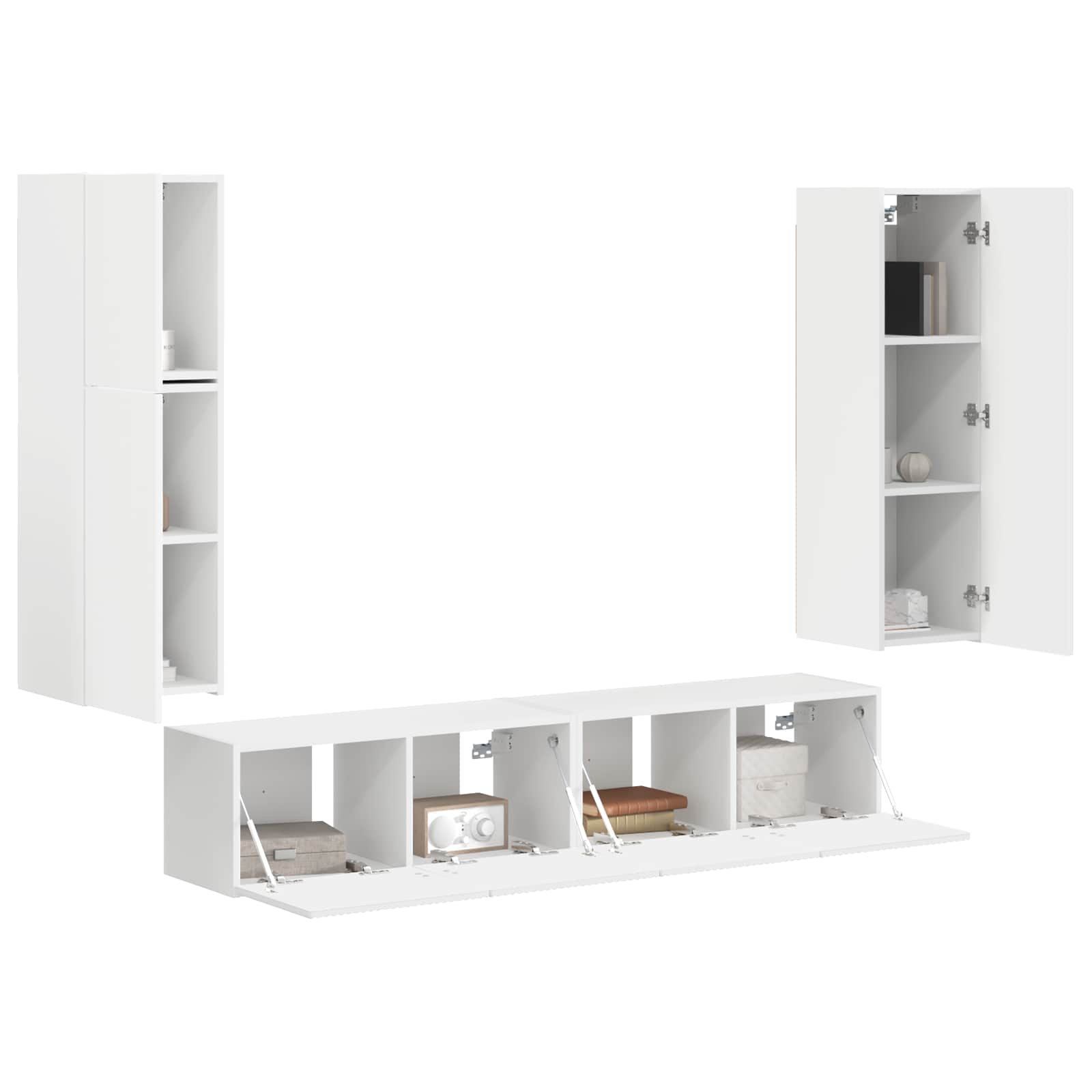 Set TV komoda Zidne 4 pcs Bijelo Konstruirano drvo