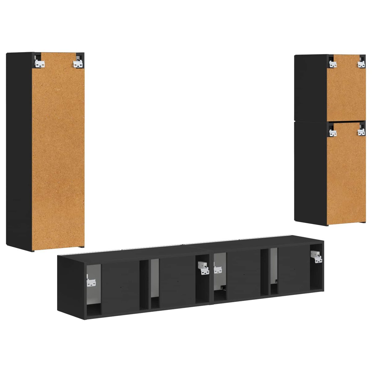 Set TV komoda 4 kom. Crna Konstruirano drvo