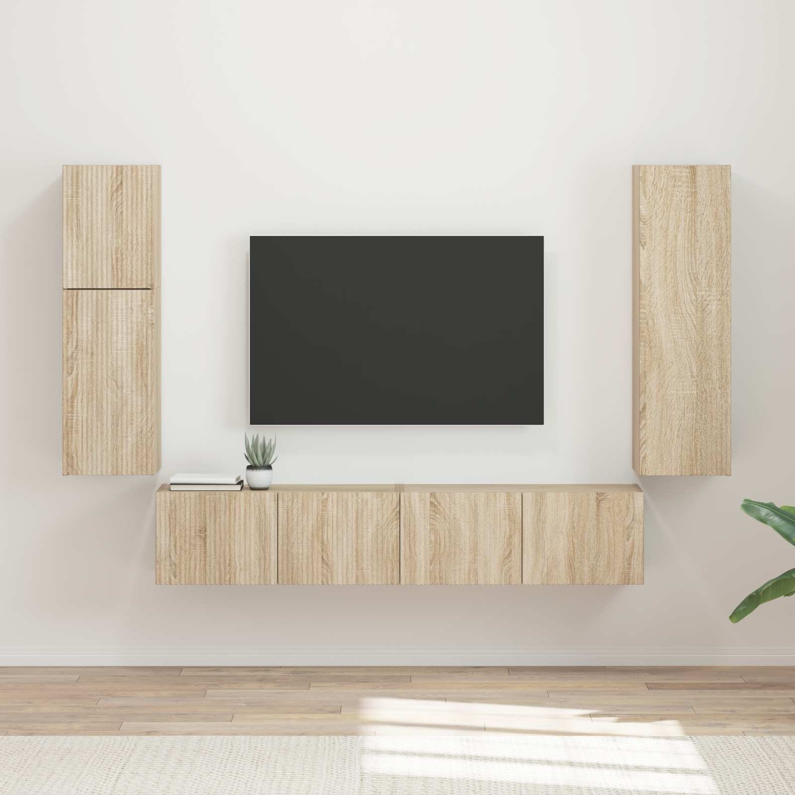 Set TV komoda Zidne 4 pcs Sonoma hrast Konstruirano drvo