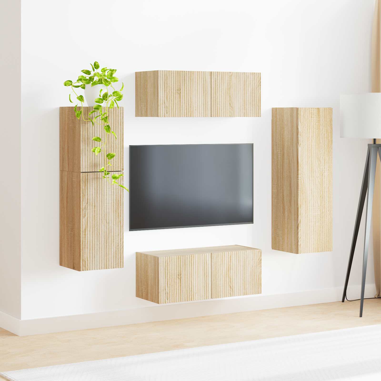Set TV komoda Zidne 4 pcs Sonoma hrast Konstruirano drvo
