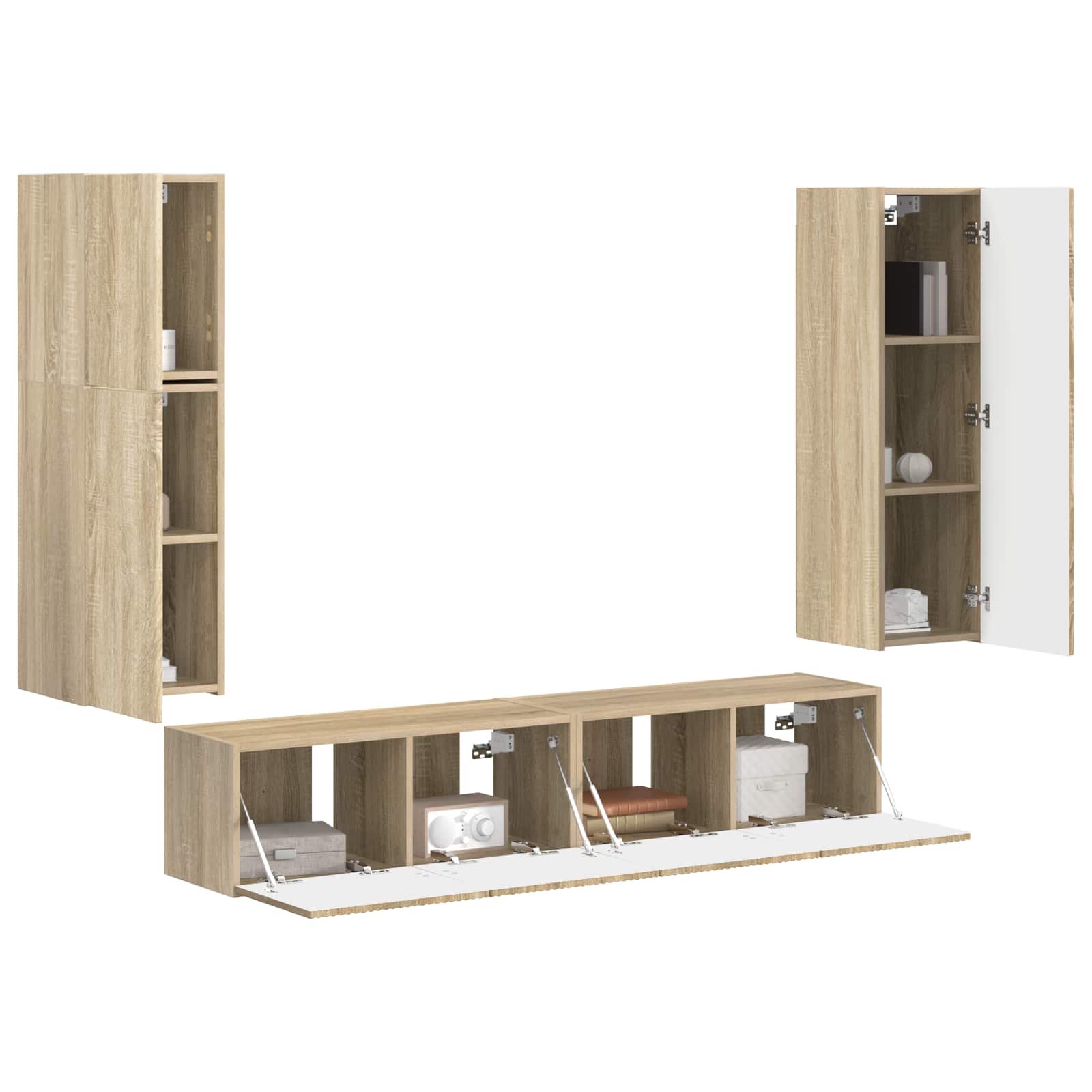 Set TV komoda Zidne 4 pcs Sonoma hrast Konstruirano drvo
