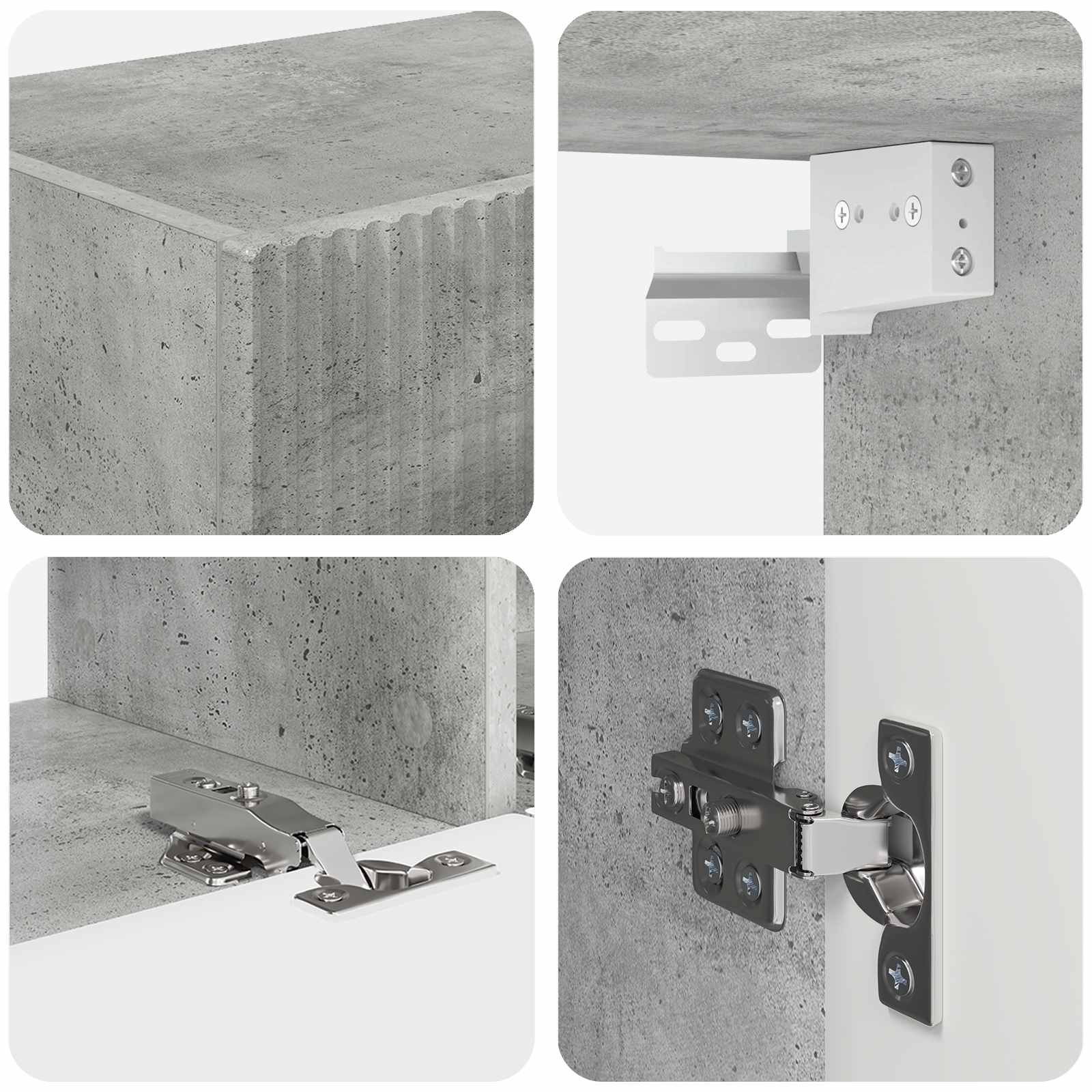 Set TV komoda Zidne 4 pcs Betonski sivi Konstruirano drvo