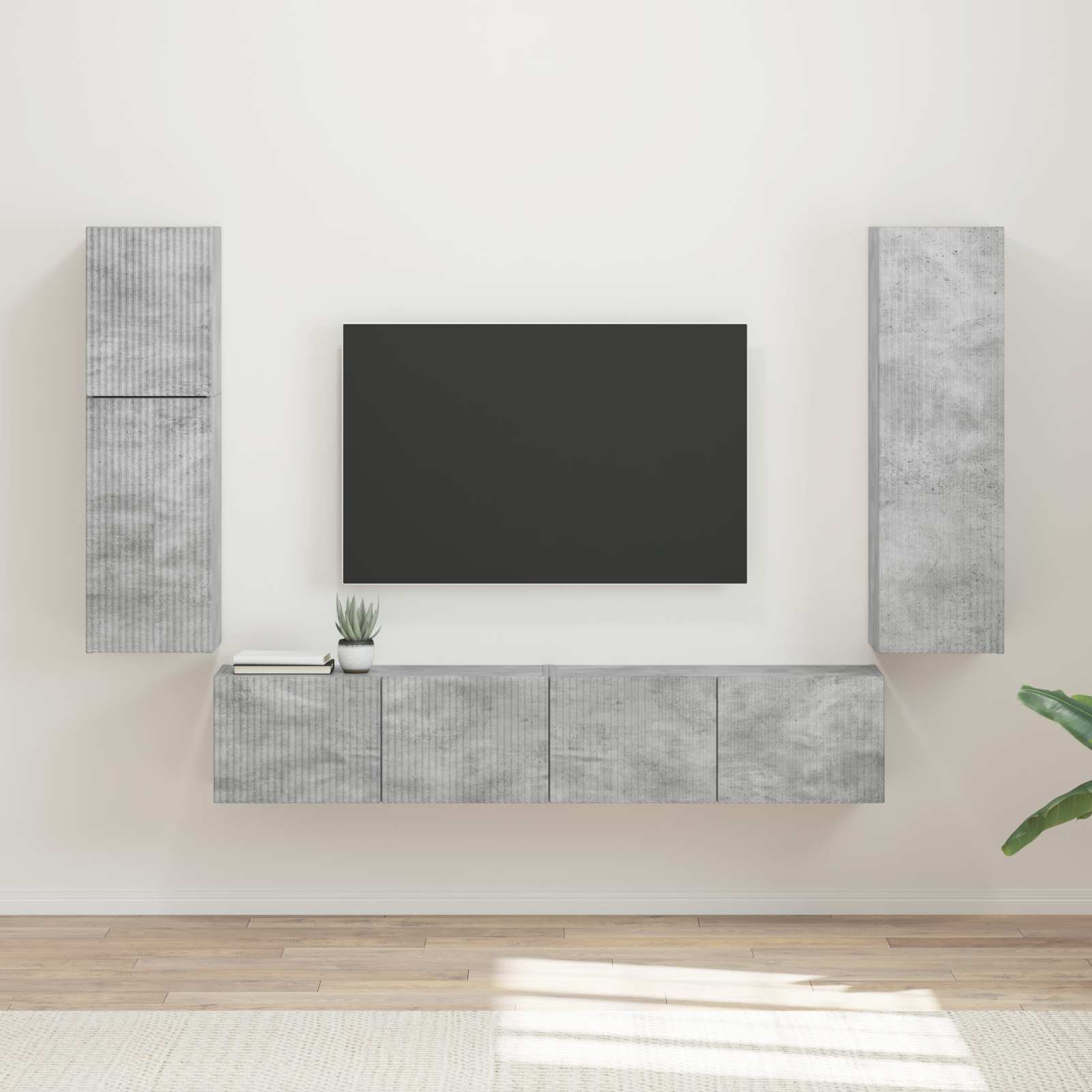 Set TV komoda Zidne 4 pcs Betonski sivi Konstruirano drvo
