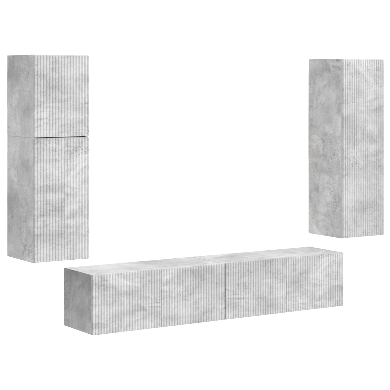 Set TV komoda Zidne 4 pcs Betonski sivi Konstruirano drvo